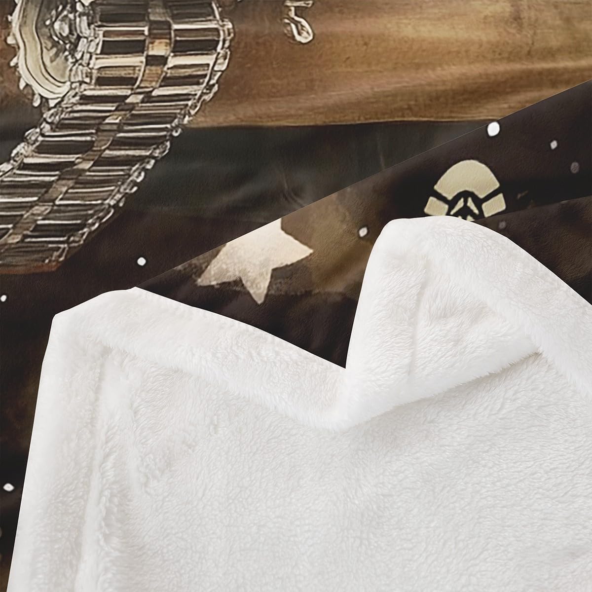 Army Tank Kids Throw Blanket,Camo Warship War Theme Bed Blanket for Boys Men,Tie-dye Graffiti Starry Sky Retro Camoflage Fleece Blanket,Brown Black Fuzzy Blanket,40 x 50 Inches