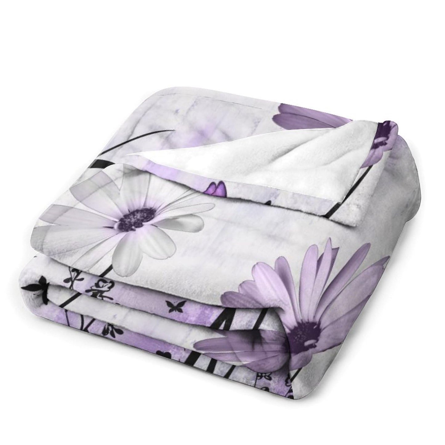 TKUYO Purple White Daisy Blanket, Farmhouse Modern Flower Retro Floral Rural Country Style Seasonal Fleece Fuzzy Fannel Throw Blankets for Sofa Bed Chair Couch Bedroom Living Room Gifts, 30"x40" Inch