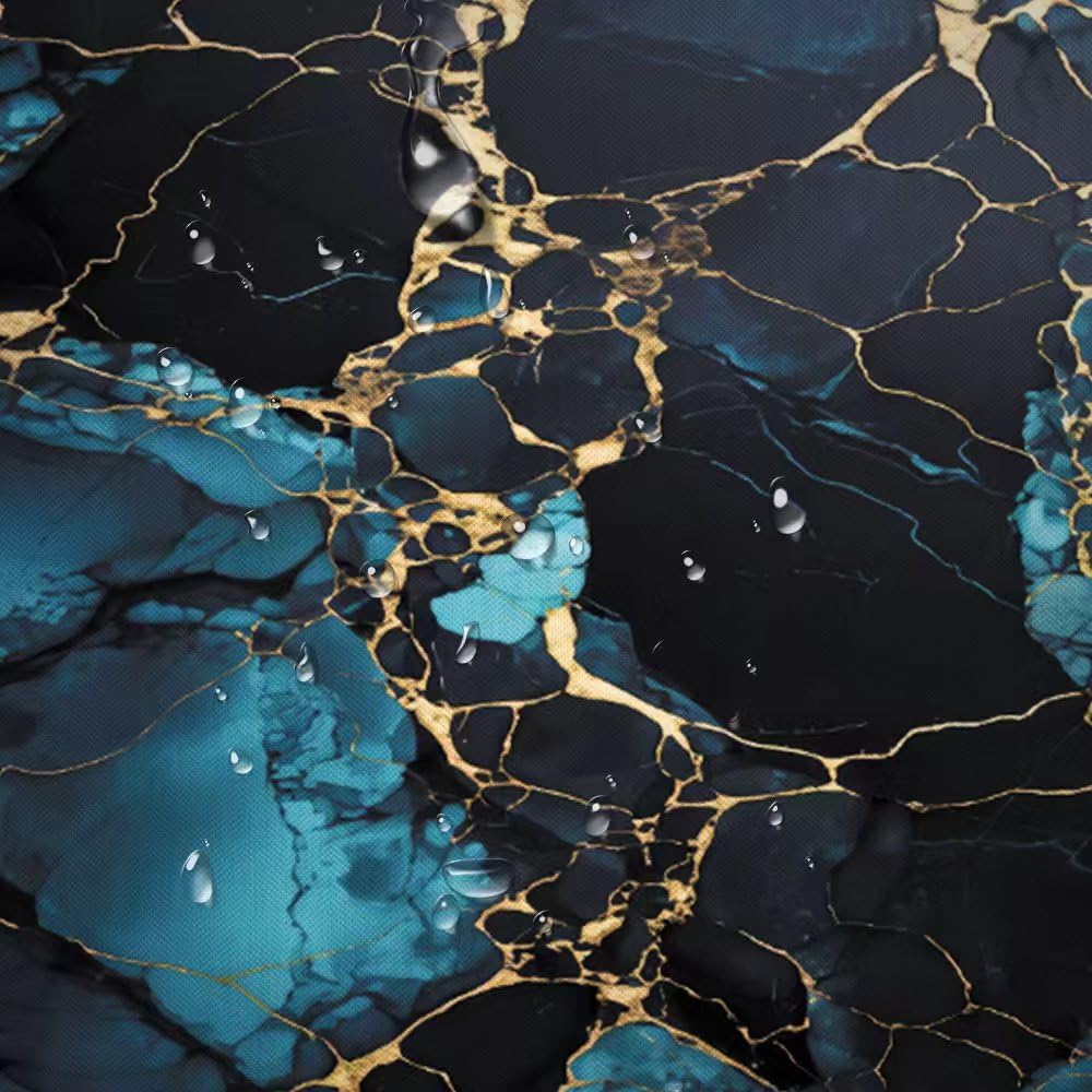 NBVKO 4 Pcs Navy Marble Shower Curtain Sets with Rugs Gold Bathroom Sets with Shower Curtain and Rugs Modern Abstract Bathroom Decor Accessories Shower Curtains for Bathroom Toilet Lid Cover