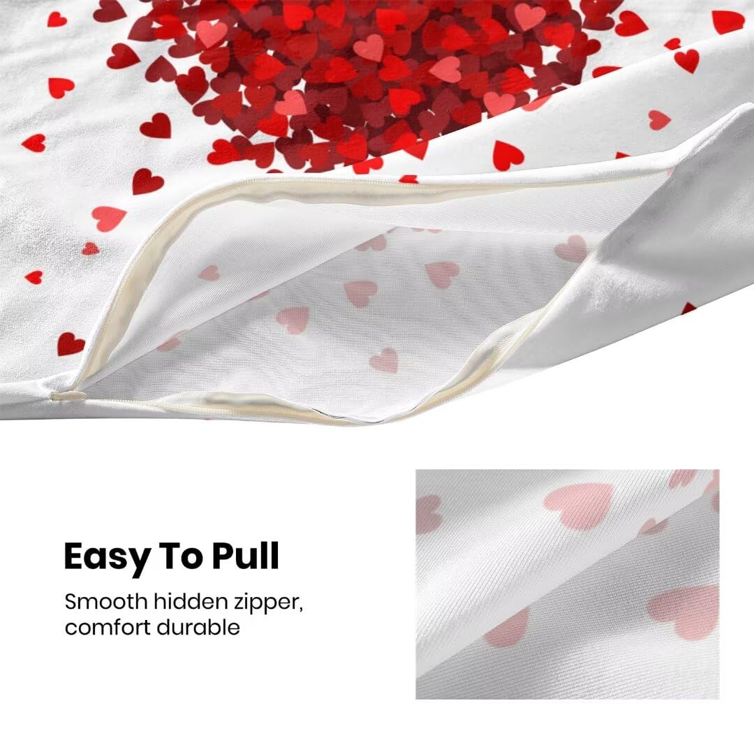 AEIOAE Valentine Pillow Covers 24 x 24 Inch Set of 2, Happy Valentines Day Throw Pillows Farmhouse Cotton Red Heart Pillow Case for Sofa Bedroom Living Room Indoor Outdoor