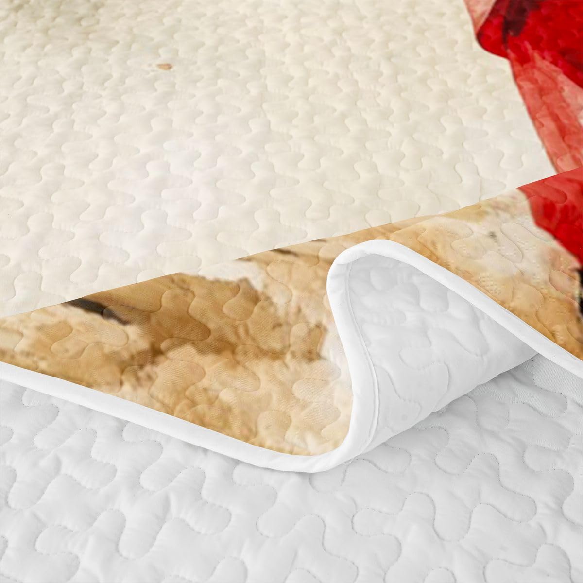 Erosebridal Geisha Quilts Twin Size - Japanese Geisha with Umbrella Bedspread Coverlet Set, Red Cherry Blossoms Quilt Coverlets 2Pcs (Only 1 Pillowcase)
