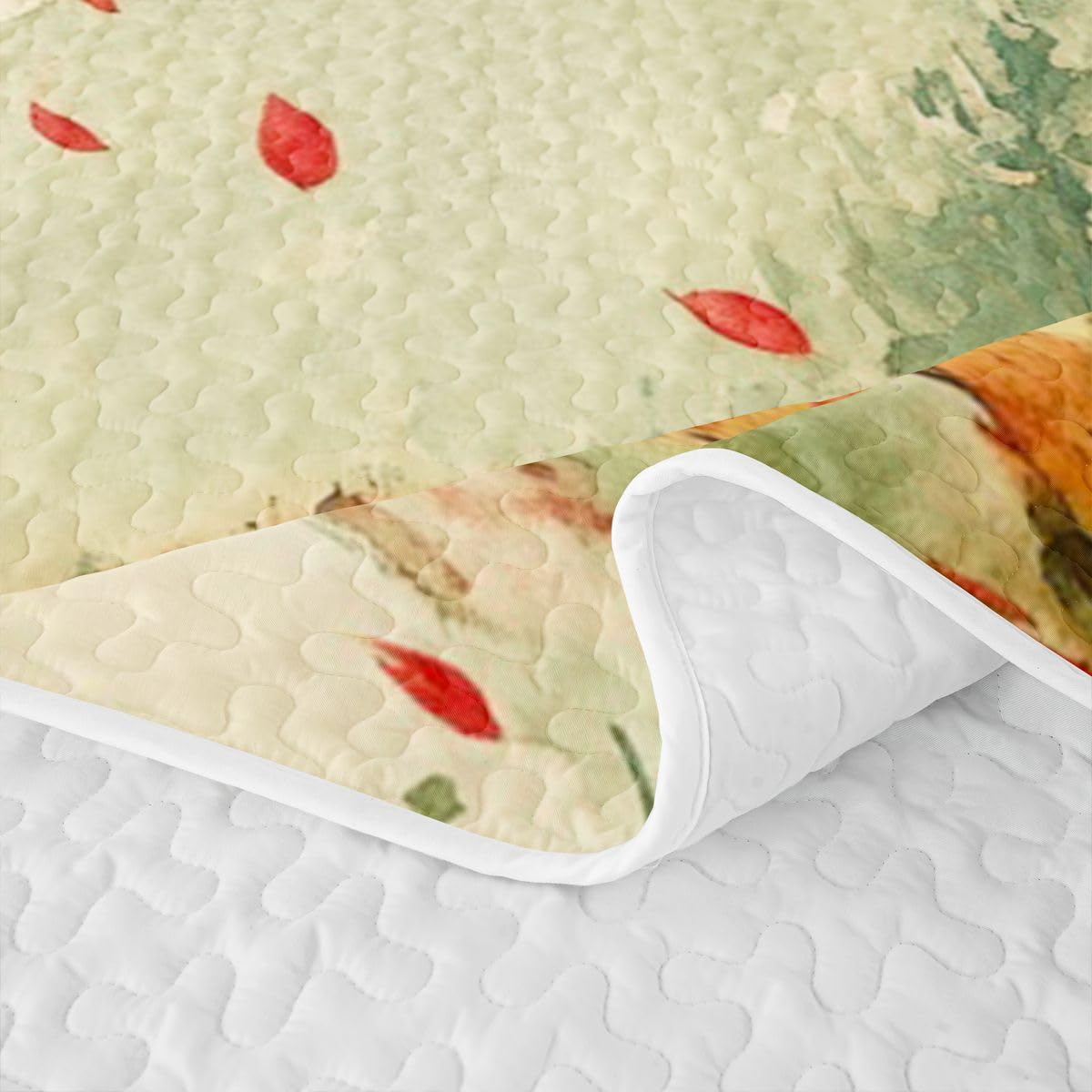 Erosebridal Geisha Quilts Twin Size - Japanese Geishas Girls Bedspread Coverlet Set, Natural Ink Painting Quilt Coverlets 2Pcs (Only 1 Pillowcase)