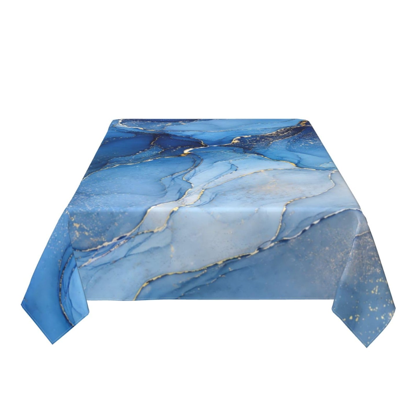 KUOAICY Abstract Blue Golden Marble Rectangle Tablecloths Table Cover Washable Tablecloth for Kitchen Dining Party 60 X 90 Inch