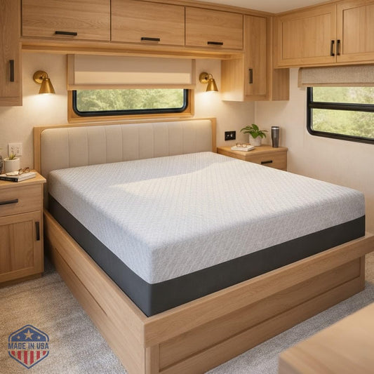 Celestial Sleep 10 Inch RV Short Queen Mattress, Made in The USA, CertiPUR-US®, Oeko-Tex®, and Fiberglass-Free™ Certified Cooling Memory Foam Camper Bed - Medium