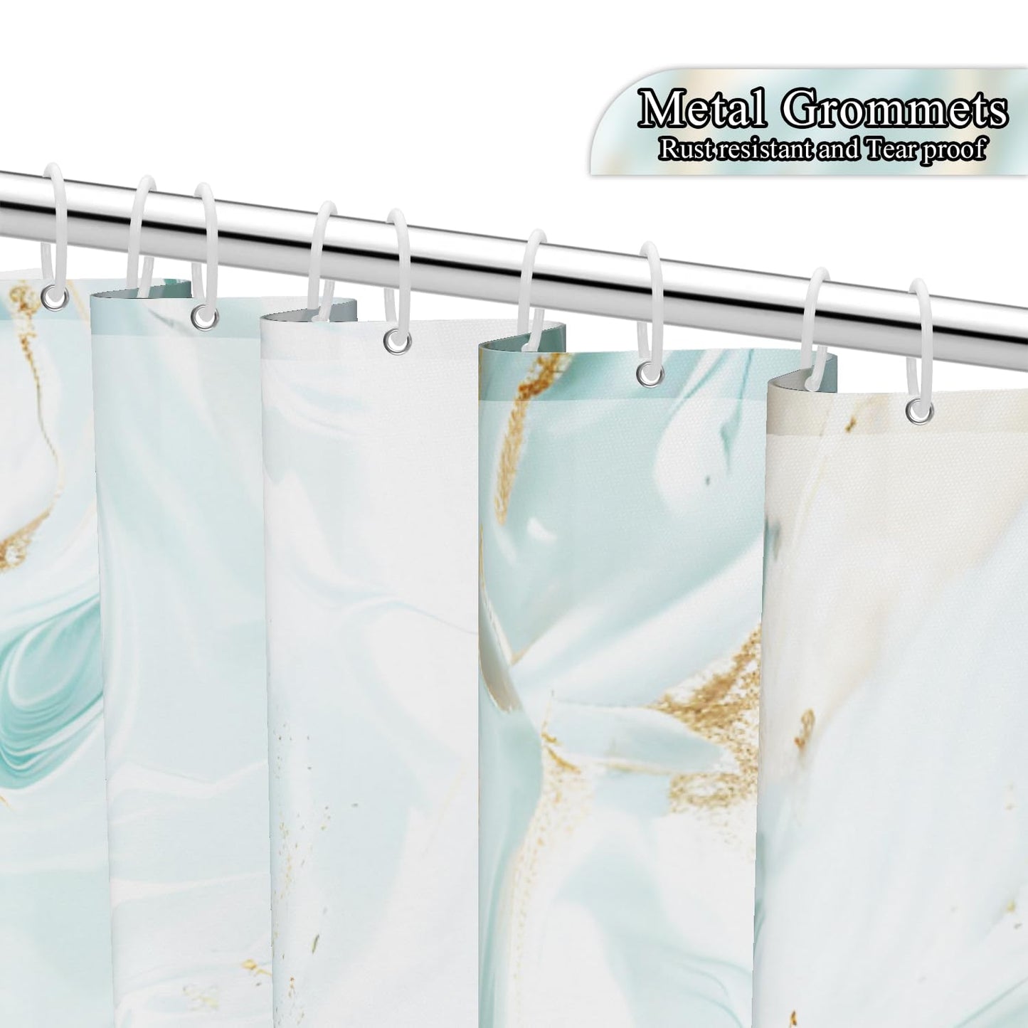 Sillsloso Modern Marble Shower Curtain Abstract Green Gold Marble Bathroom Curtain Luxury Jade Texture Bath Decor Waterproof Polyester Fabric Curtains Set with Hooks 72x72 inch