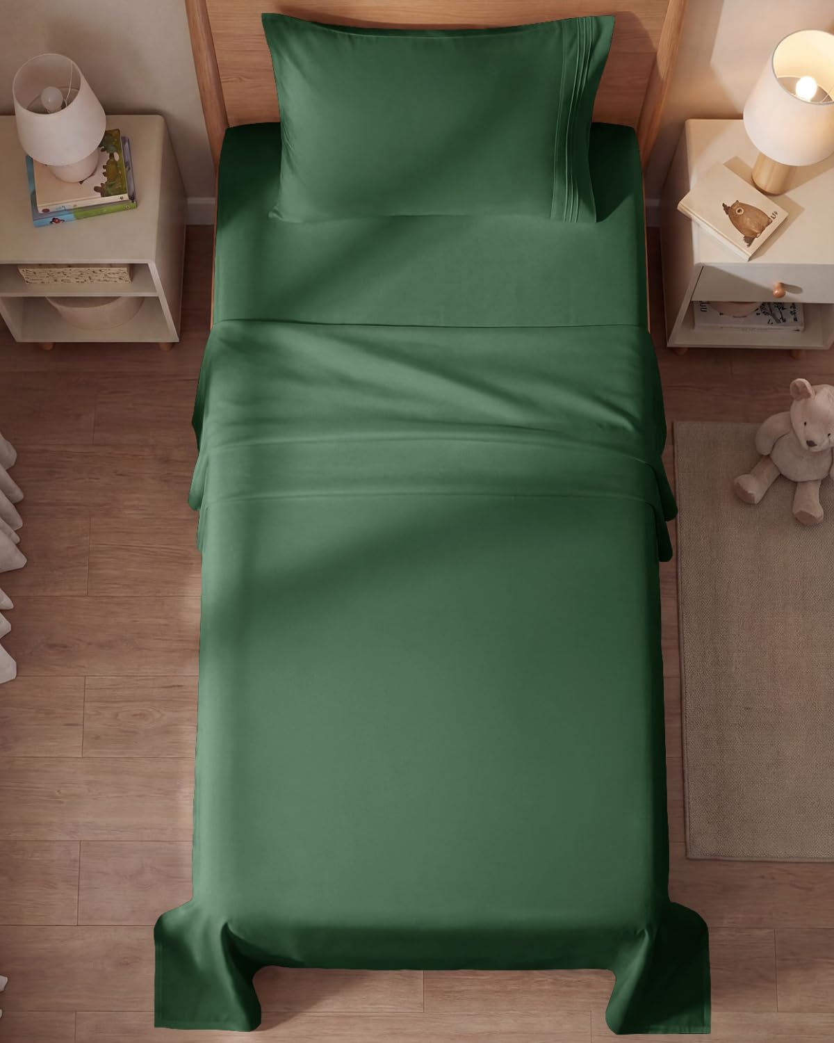 Twin Size 3 Piece Sheet Set - Comfy Breathable & Cooling Sheets - Hotel Luxury Bed Sheets for Women & Men - Deep Pockets, Easy-Fit, Soft & Wrinkle Free Sheets - Emerald Green Oeko-Tex Bed Sheet Set