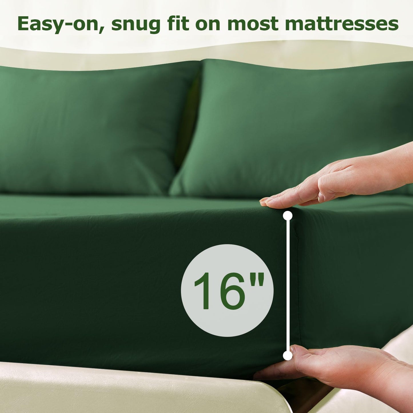 Homilay Queen Size Bed Sheet Set - 4 Piece Soft Microfiber Sheets with Deep Pockets, Cooling Technology, and Wrinkle-Free Pillowcase. Hotel-Quality, Durable Bedding, Eden Green