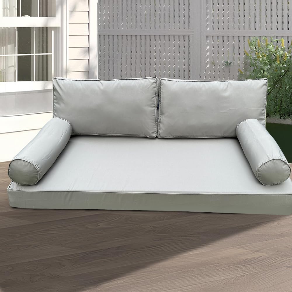 YAQSFGRZ Outdoor Daybed Cushion Cover Twin,Daybed Mattress Bolster Pillow Fitted Sheet Cover,Twin Size Outdoor Daybed Cushion Cover（Cover ONLY Size 6" D x 75" W x 39" H, Dark Blue with White Trim