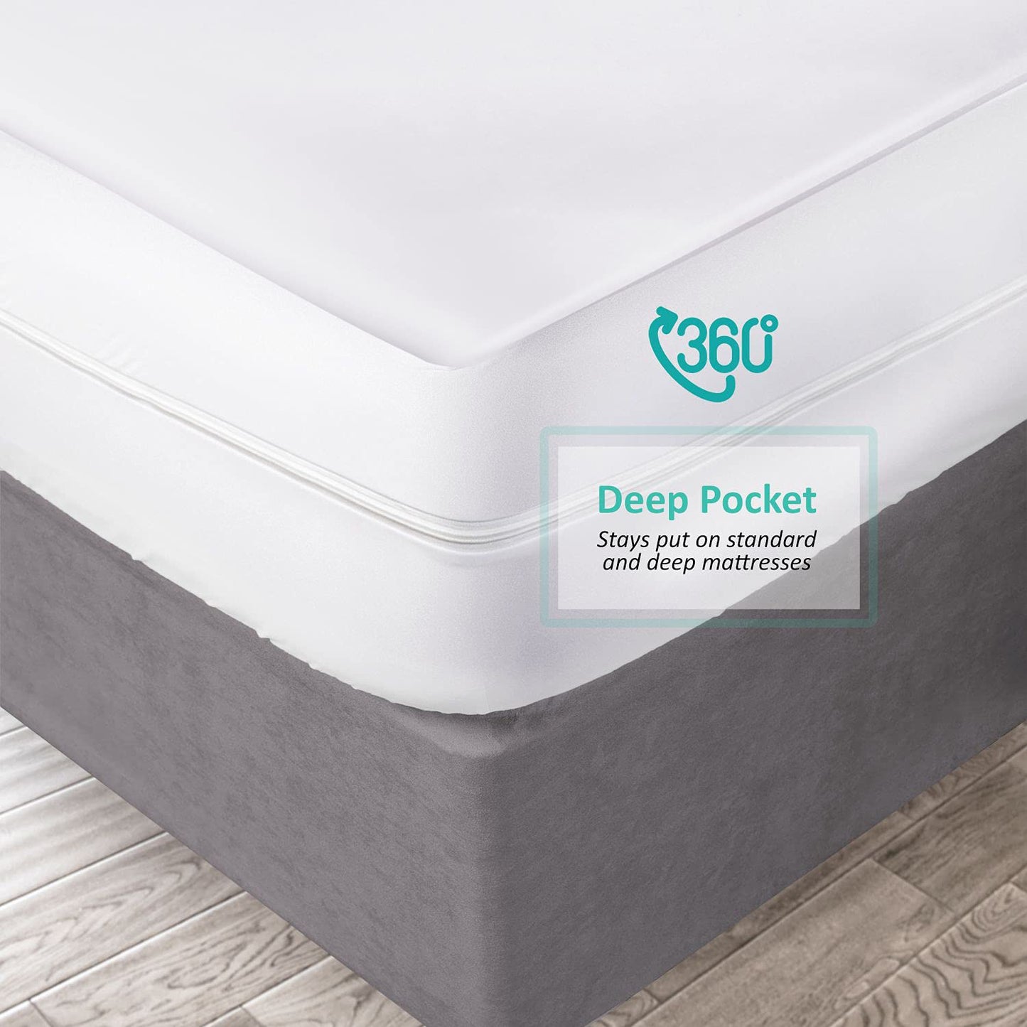 Nestl Premium Microfiber Zippered Mattress Encasement - Waterproof Full Mattress Protector - Fits 15 Inches Deep - Full