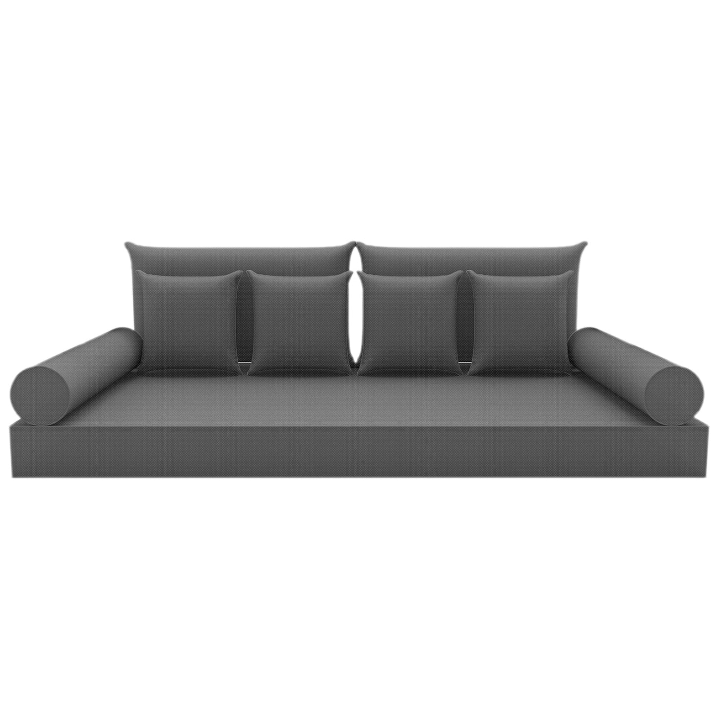 ZOALXZNT Twin Outdoor Mattress Package,Twin Size Porch Swing Day Bed Cushion Set Include Mattress Bolster Pillow,Patio Hanging Daybed Indoor Cushions Set (Dark Gray, 75 * 39 * 6in)