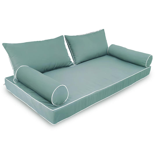 ZOALXZNT Outdoor Daybed Cushion Cover Twin,Daybed Mattress Bolster Pillow Fitted Sheet Cover,Twin Size Outdoor Daybed Cushion Cover (75 * 39 * 6in,Teal)