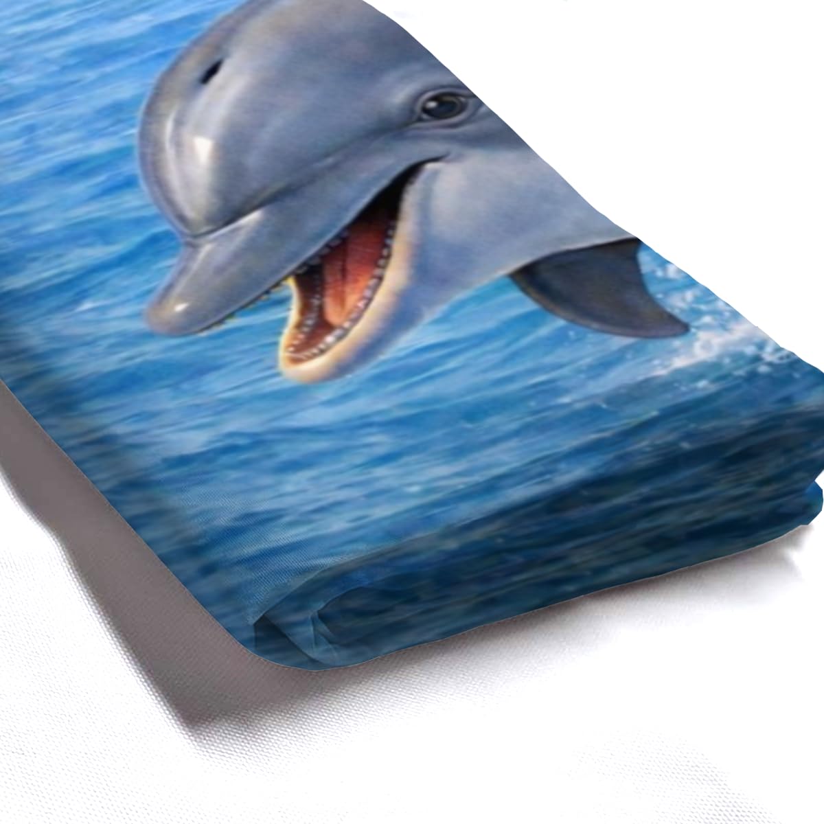 InkRain Ocean Bernese Mountain Shower Curtain with 12 Hooks Cute Puppy Riding Dolphin Bathroom Decor Waterproof Polyester Fabric Coastal Beach Bath Curtain 72x72 Inch