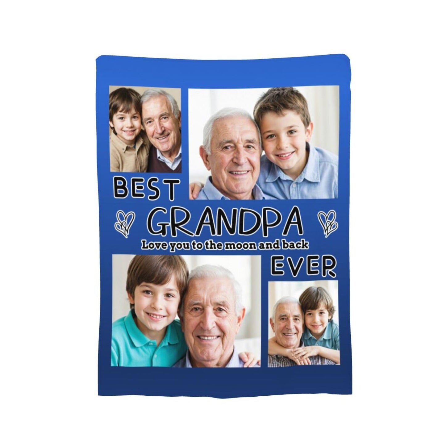 Dewoofly Custom Personalized Photos Flannel Throw Blankets Gift for Your Best Grandpa Ever, DIY Customizable Blanket All Seasons for Birthday Christmas Thanksgiving Presents 60"x50" (Print in USA)
