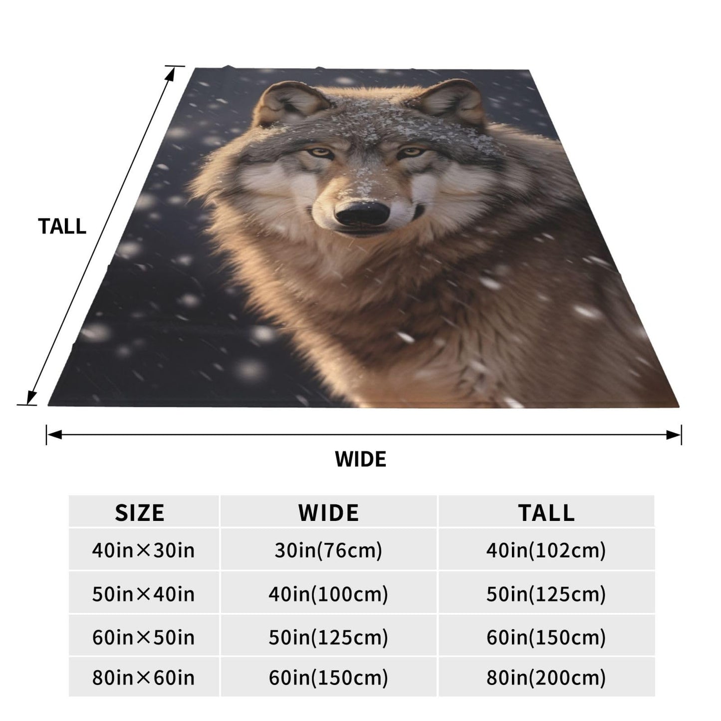 amepay Wolf Blanket Gifts for Women Men Girls Boys Snow Wolves Flannel Throw Blankets for Home Decor Couch Bed Sofa Soft Fuzzy Lightweight for All Season 60x50 Inches