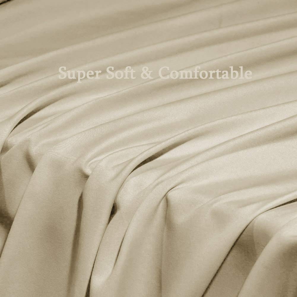 SONORO KATE Bed Sheet Set Super Soft Microfiber 1800 Series Luxury Egyptian Sheets Fit 18-24 Inch Deep Pocket Mattress Wrinkle-6 Piece (Beige, Queen)