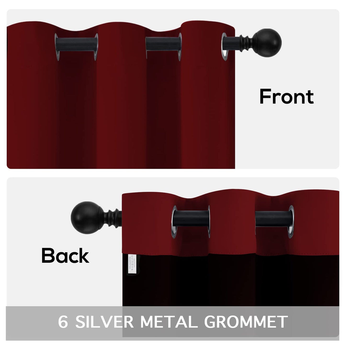 Yakamok 100% Blackout Curtains for Bedroom 2 Panels - Completely Blackout Window Drapes Thermal Insulate Window Panels with Black Backing for Living Room, Grommet Top (38 by 84 inches, Burgundy Red)