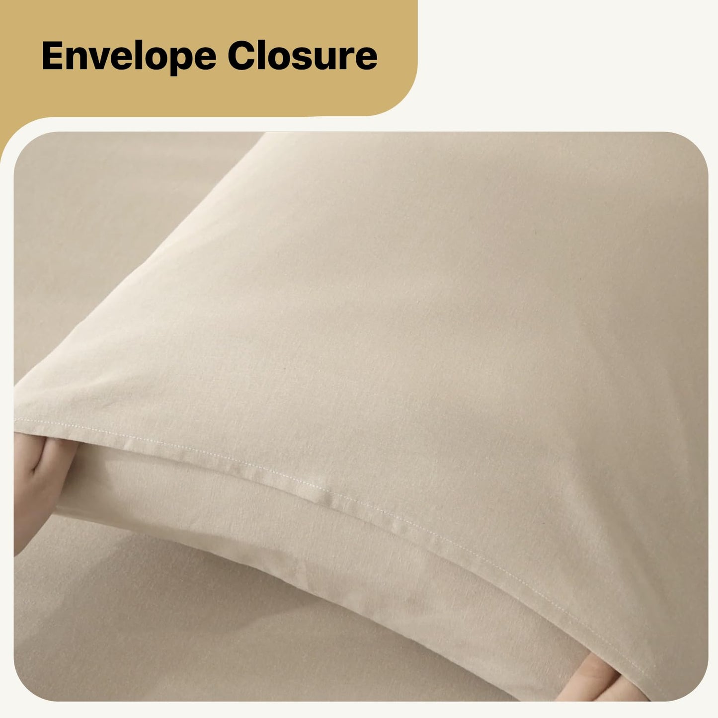 Myjov 100% Linen Pillowcase Queen Size Set of 2 - Soft Breathable Washed Solid Color Pillow Cases for All Season, Natural Cooling Linen Pillow Covers with Envelope Closure (Linen,Queen,20x30'')