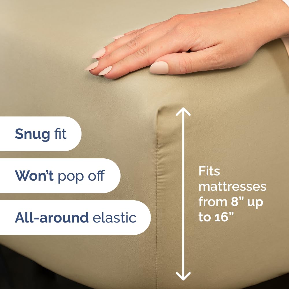 Queen Size 4 Piece Sheet Set - Comfy Breathable & Cooling Sheets - Hotel Luxury Bed Sheets for Women & Men - Deep Pockets, Easy-Fit, Extra Soft and Wrinkle Free Sheets - Beige Oeko-Tex Bed Sheet Set