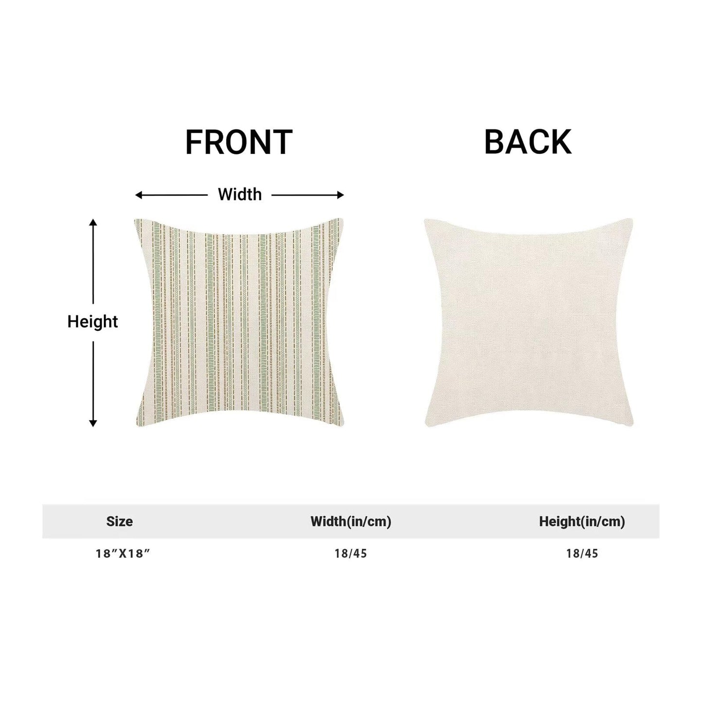 Boho Mid Century Stripe Pillow Covers 18x18 Inch Set of 2, Abstract Brown Green Stripe Decorative Throw Pillowcase Boho line Outdoor farmhouse Cushion Cover for Sofa Couch Bed Living Room Decor