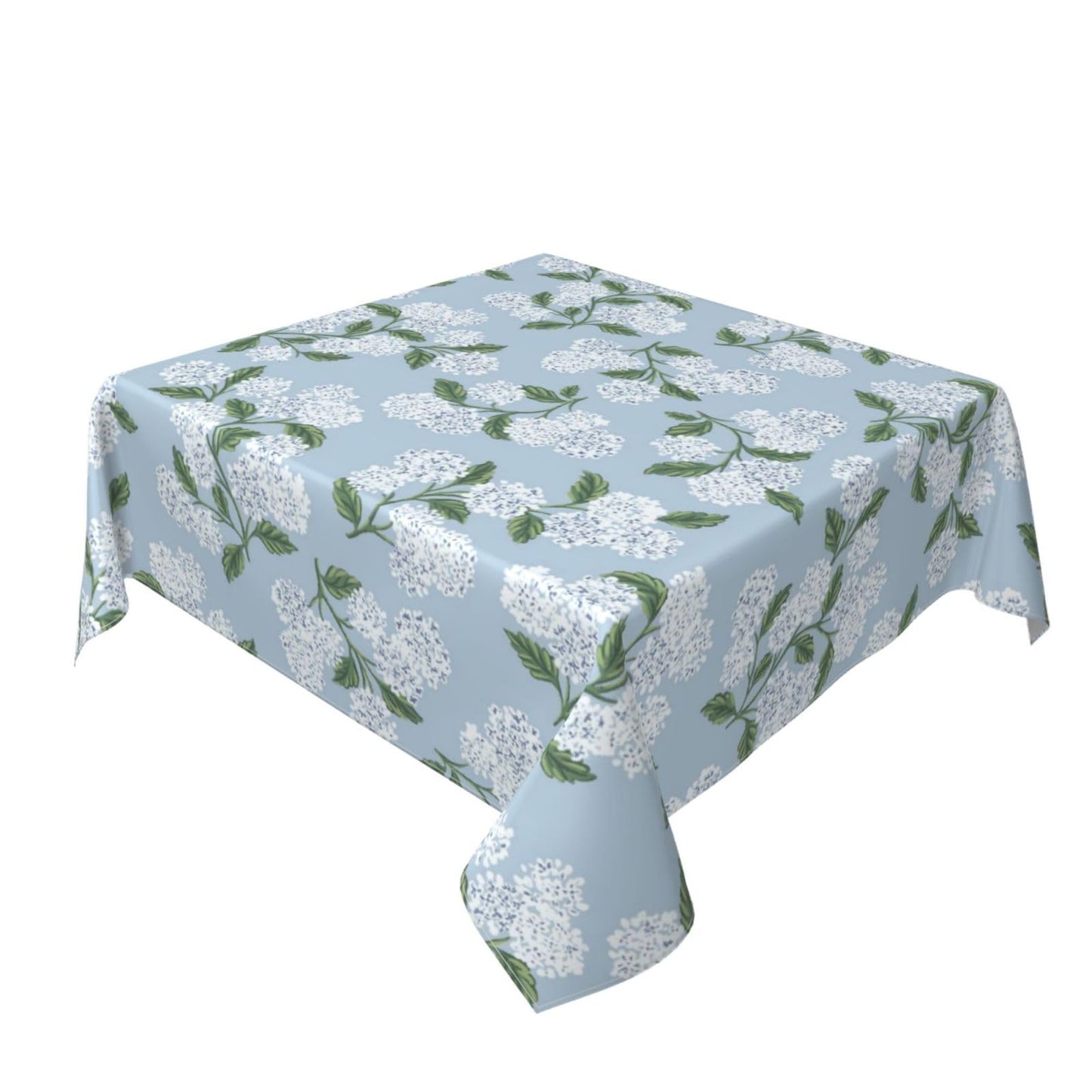 Light Blue Floral Square Tablecloth 54x54 Inch Blue Green Hydrangea Flower Table Cloth Spring Summer Holiday Table Covers Polyester Indoor Outdoor Farmhouse Tablecloths for Kitchen Dining Party