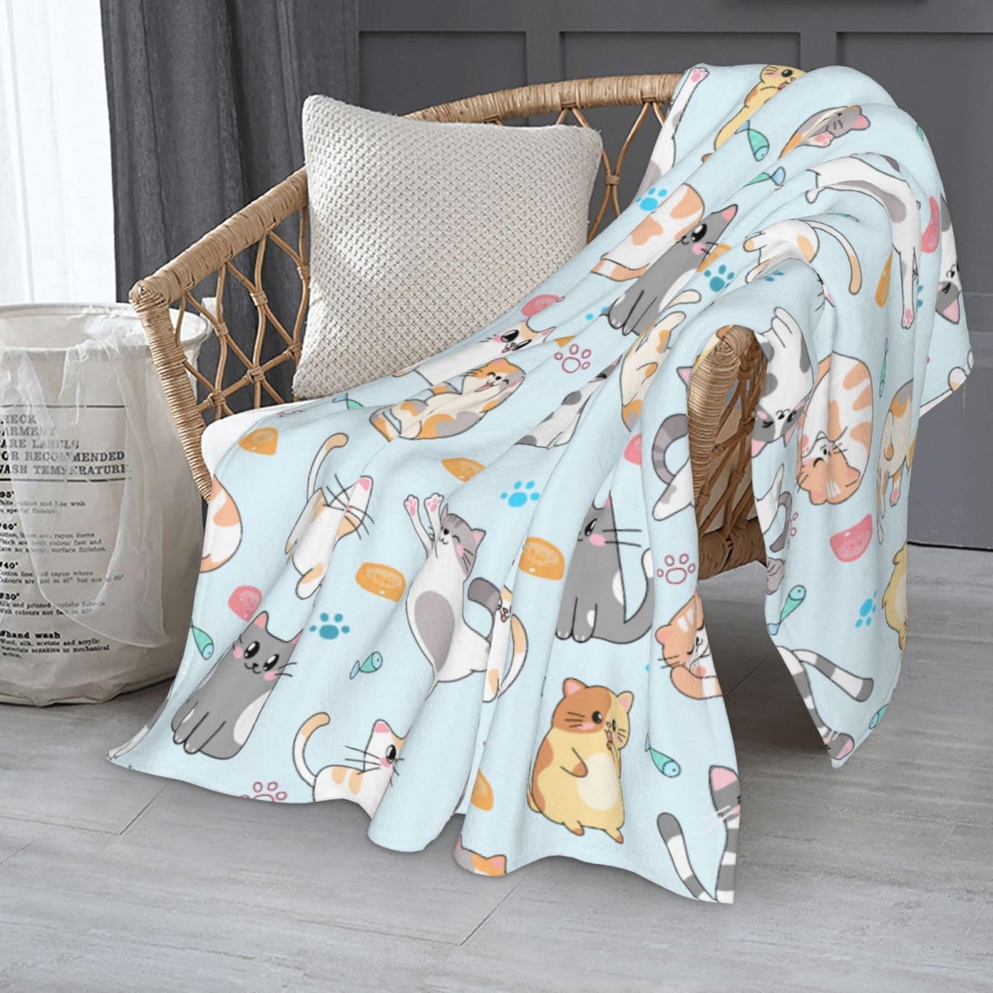 Cute Cat Blanket 50"x40" Cats Throw Blankets Soft Cozy Throws Warm Lightweight Plush Fleece Throw Blanket for Kids Men Women Gift Bed Couch Sofa
