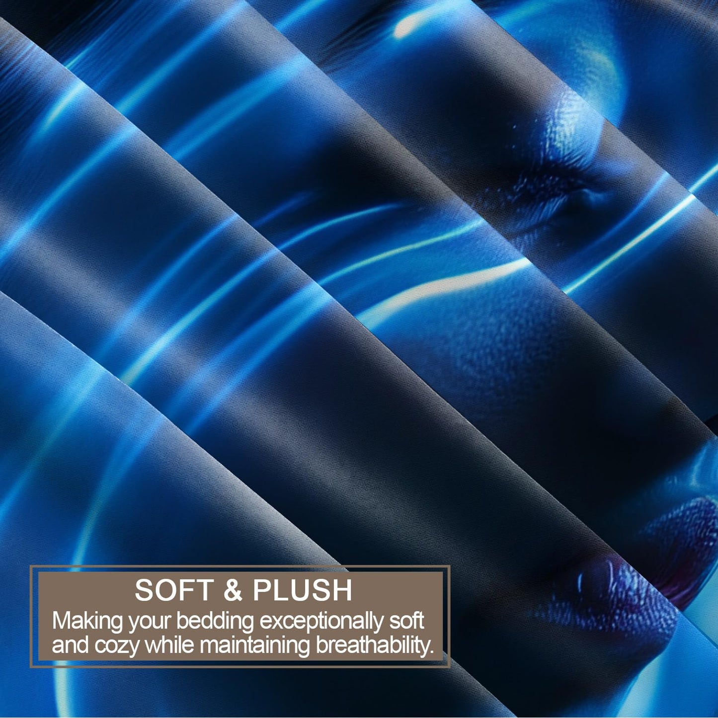 PAISUOQ Sci-Fi Duvet Cover Full, Blue Woman Bedding, Futuristic Comforter Cover with 2 Pillow Cases, 3 Pieces with Zipper & Ties, Bedroom Decor & Gifts