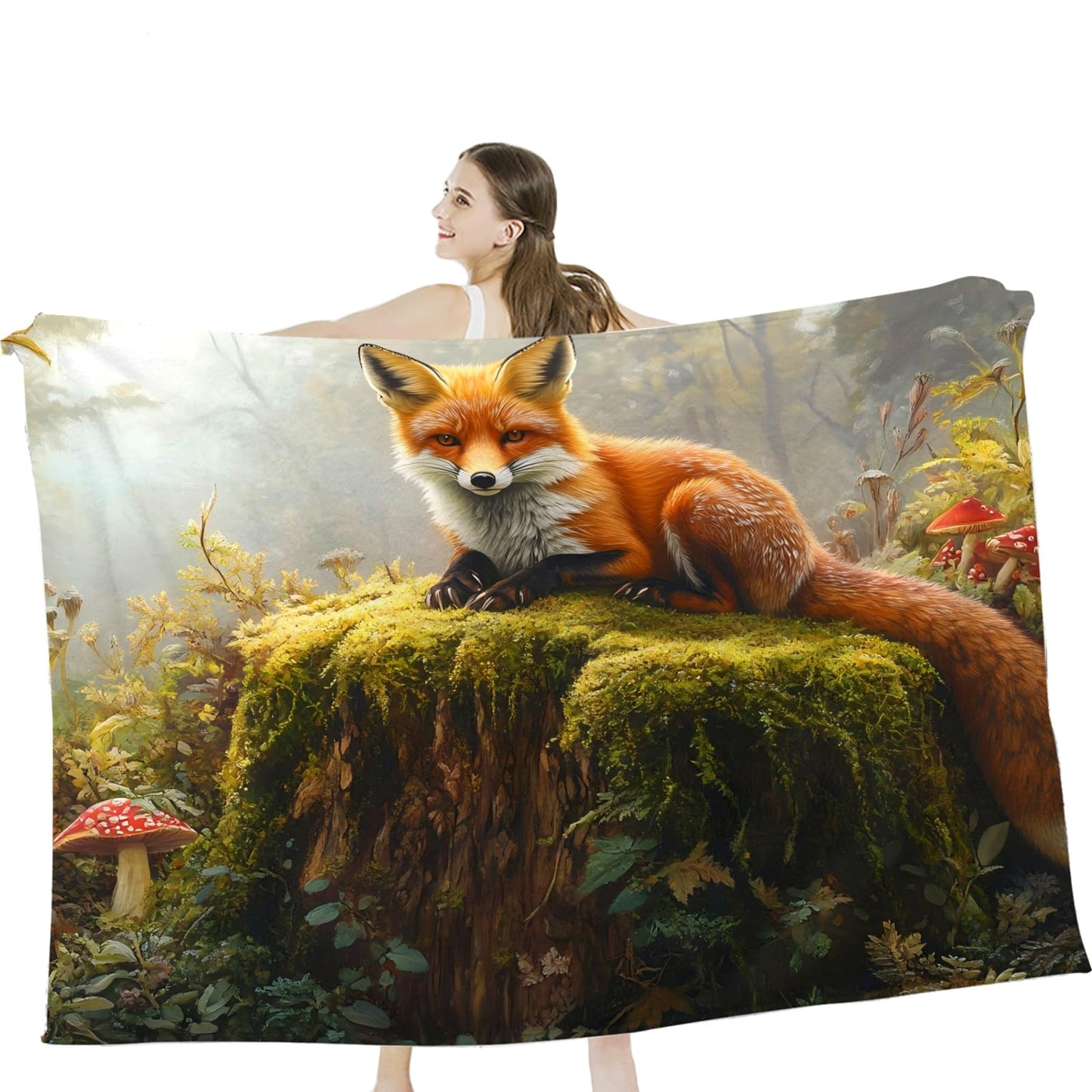 Tijuboni Fox Throw Blanket Fox Gifts for Girls Boys Women Men Kids Adults Soft Flannel Fleece Blanket for Couch Sofa Bed Home Decor 40"x50"