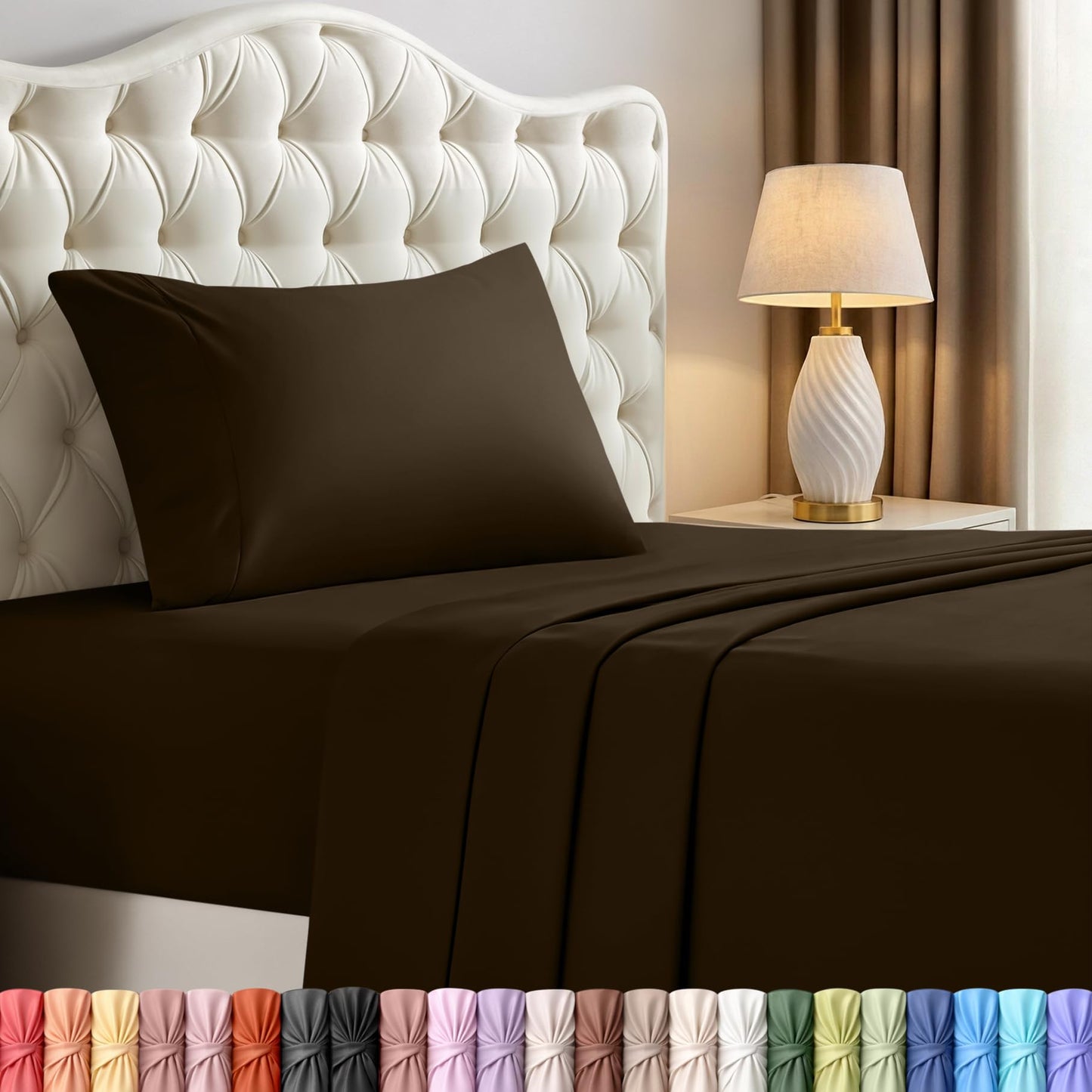 Utopia Bedding Twin Sheet Set – 3 Piece Bed Sheets for Twin Size Bed, Soft and Breathable Microfiber, Includes 1 Fitted Sheet, 1 Flat Sheet and 1 Pillowcase – Oeko Tex (Brown)