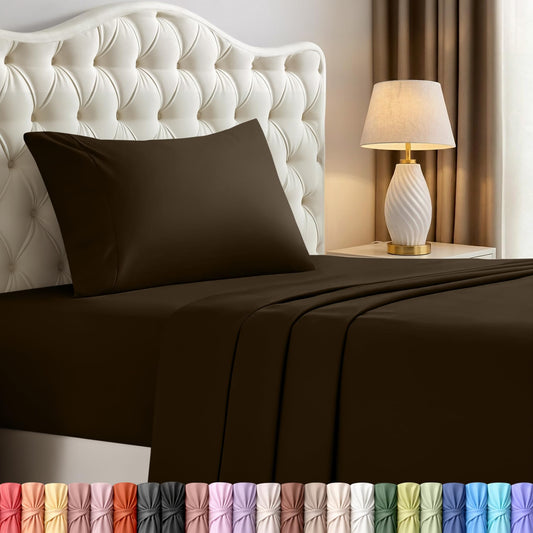 Utopia Bedding Twin Sheet Set – 3 Piece Bed Sheets for Twin Size Bed, Soft and Breathable Microfiber, Includes 1 Fitted Sheet, 1 Flat Sheet and 1 Pillowcase – Oeko Tex (Brown)