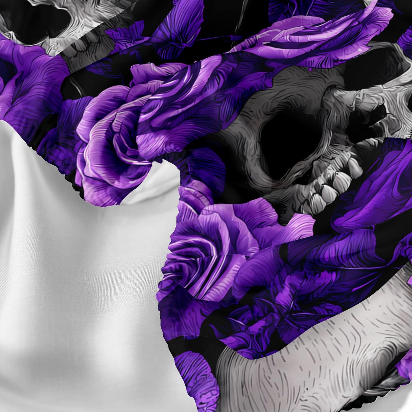 HOSIMA Death Skull Fitted Sheet Full,Skull Head and Flowers Printed Gothic Bedding,Horror Themed Floral Bedding for Girls Women Halloween Room Decor,1 Fitted Sheet+2 Pillowcases.