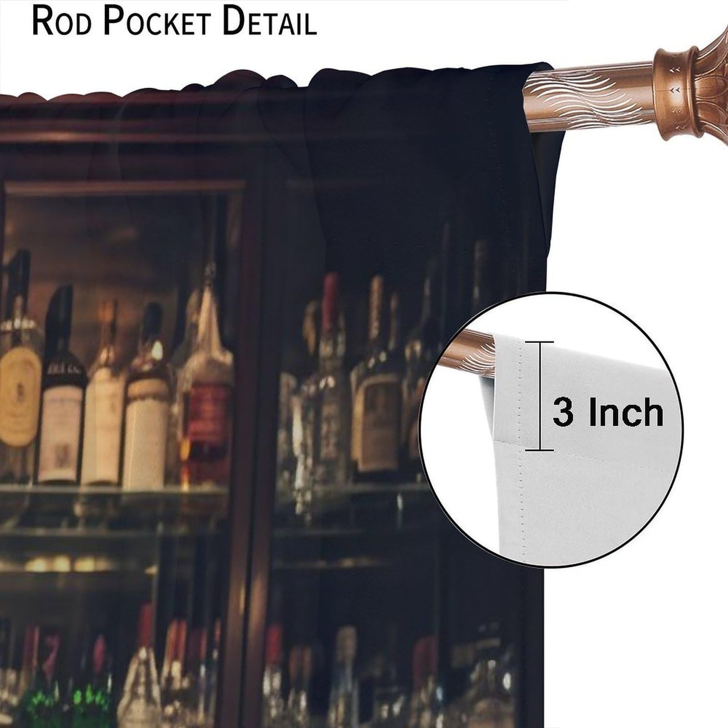 VUMIVI Retro Bar Curtains Variety of Liquors Dark Color Scheme Modern Scenic Art Bar Theme Rod Pocket Window Treatments for Living Dining Kitchen Pub Restaurant Salon 42" W X 44.5" L
