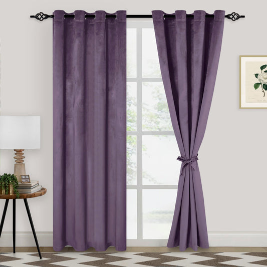 XWZO Purple Velvet Curtains 84 Inches Long, Elegent Soft Luxury Curtains for Living Room, Thermal Insulated Room Darkening Purple Curtain for Bedroom Decor, Velvet Drapes Set 2 Panels
