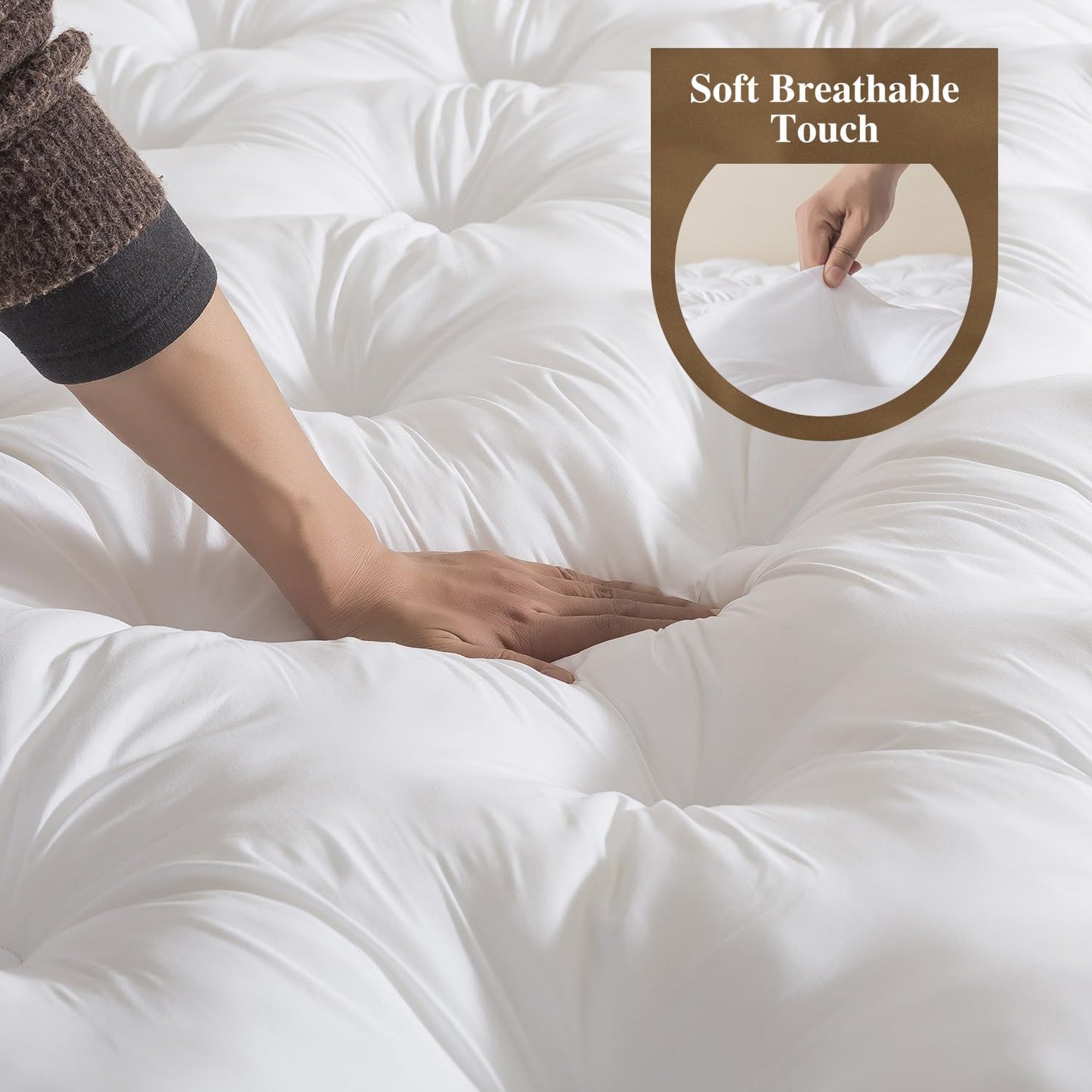 WhatsBedding 5 Inch Memory Foam Mattress Topper Queen Size, Supportive Fluffy Shredded Memory Foam Filled Pillow Top, Extra Soft Bed Topper with Deep Pocket, 60x80 in