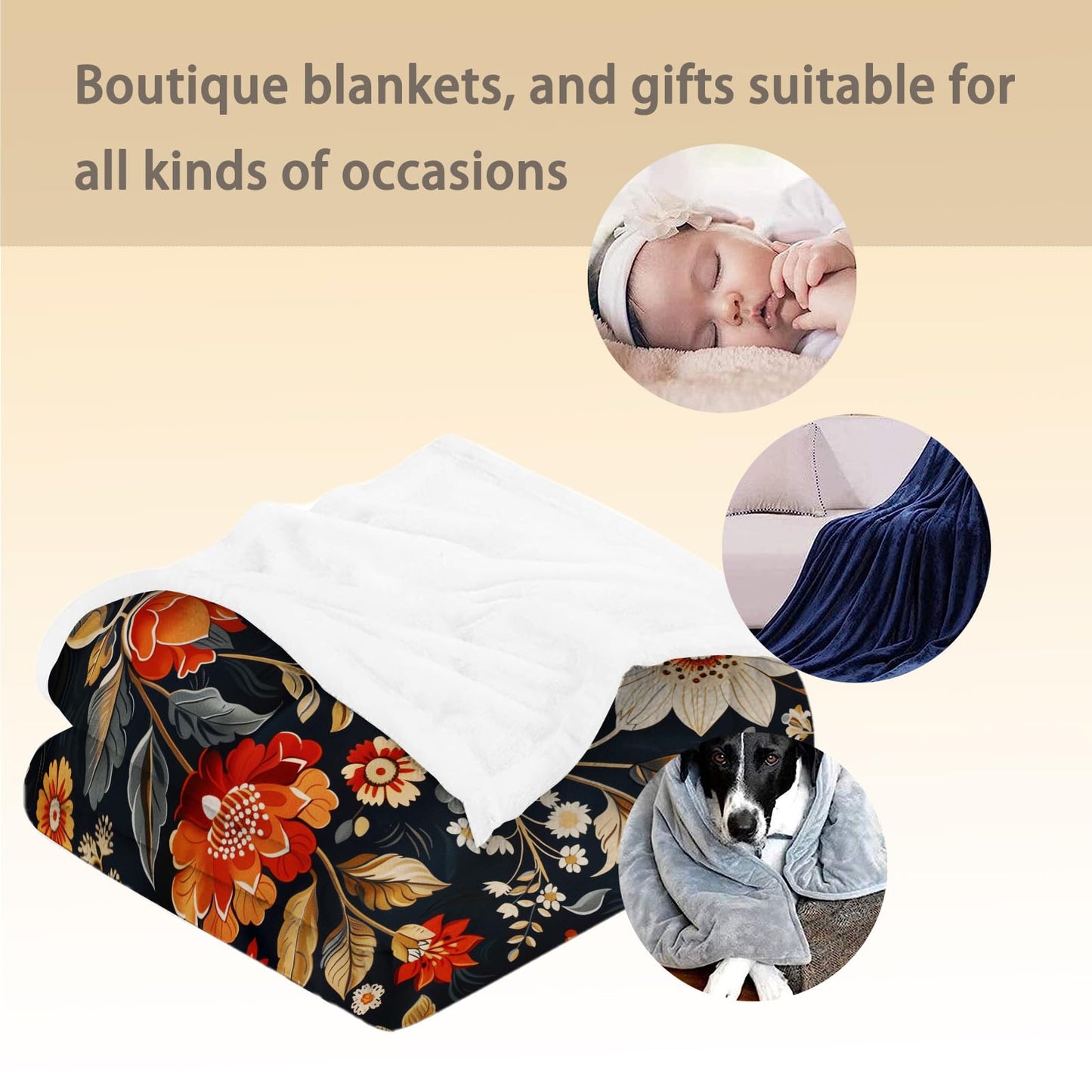 Ti Caldi Luxurious Floral Blanket Flannel with Rich Floral Design - Soft, Cozy, and Lightweight Throw Blanket, Perfect for Couch, Bed, Travel, and Outdoor Use - Fluffy, Fuzzy Home Decor 60"x50"