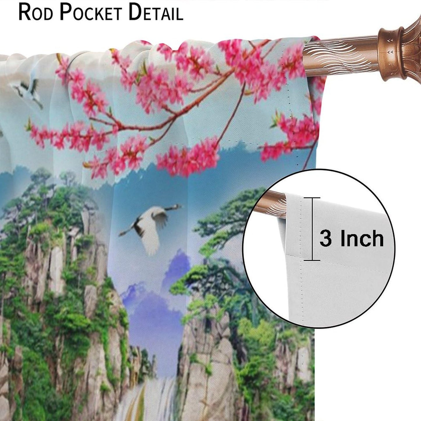 Forest Waterfall Curtains Spring Summer Jungle Scenery Art Printed Blackout Window Drapes for Bedroom Living Room Decor Fabric Set 2 Panel 42x45 Inch 80% Shading Rate