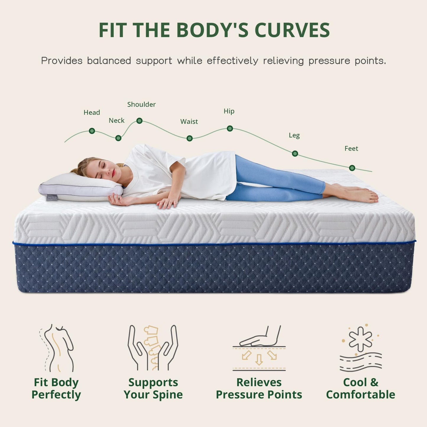 Emerspring Queen Mattress, 14 Inch Queen Size Mattress in a Box, Firm Gel Memory Foam for Contouring Support & Pressure Relief, Assembled in The USA, CertiPUR-US Certified, Fiberglass Free