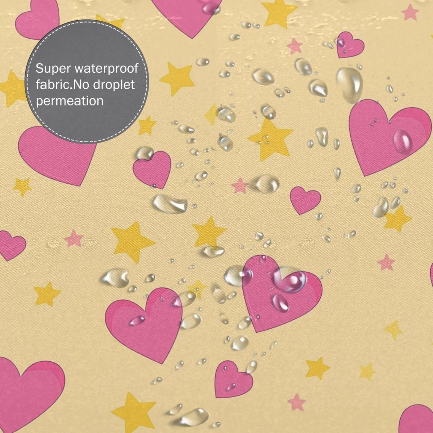 HSYOYO Pink Hearts Yellow Shower Curtains for Bathroom Waterproof Shower Curtain Set with 12 Plastic Hooks Washable Bathroom Curtain Modern Bathroom Decor 72" W x 72" L