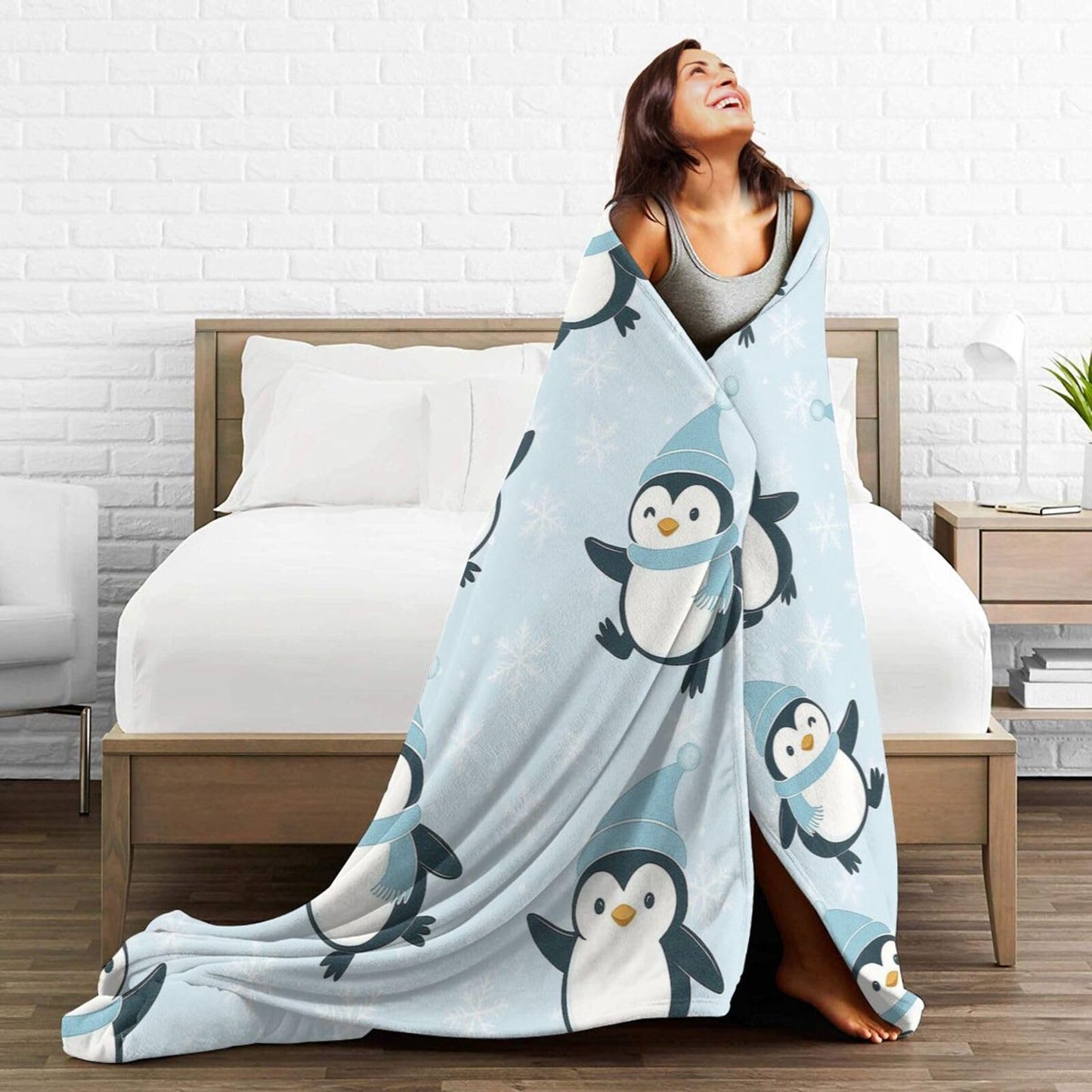 Penguin Blanket Cute Antarctica Penguins Throw Blanket Soft Warm Cozy Fleece Fuzzy Plush Winter Animal Flannel Blankets Gifts for Girls Women Boys Kids Adults 40"X50"