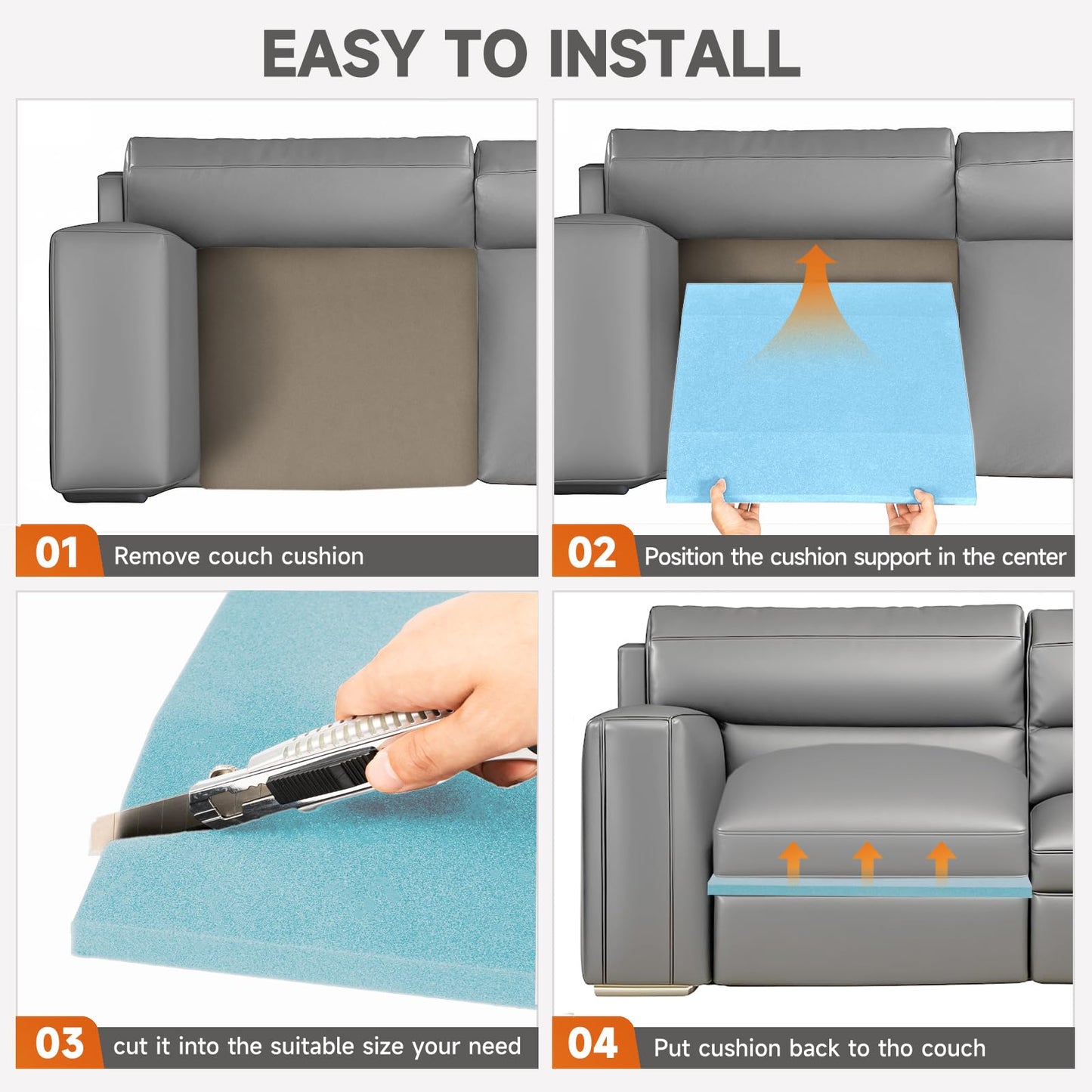 Langierspur 20"x20"Couch Cushion Support for Sagging Seat, Trapezoid 40D Density Foam Couch,Sofa Cushion Support Replacement for Furniture Sagging, Blue (2PCS)