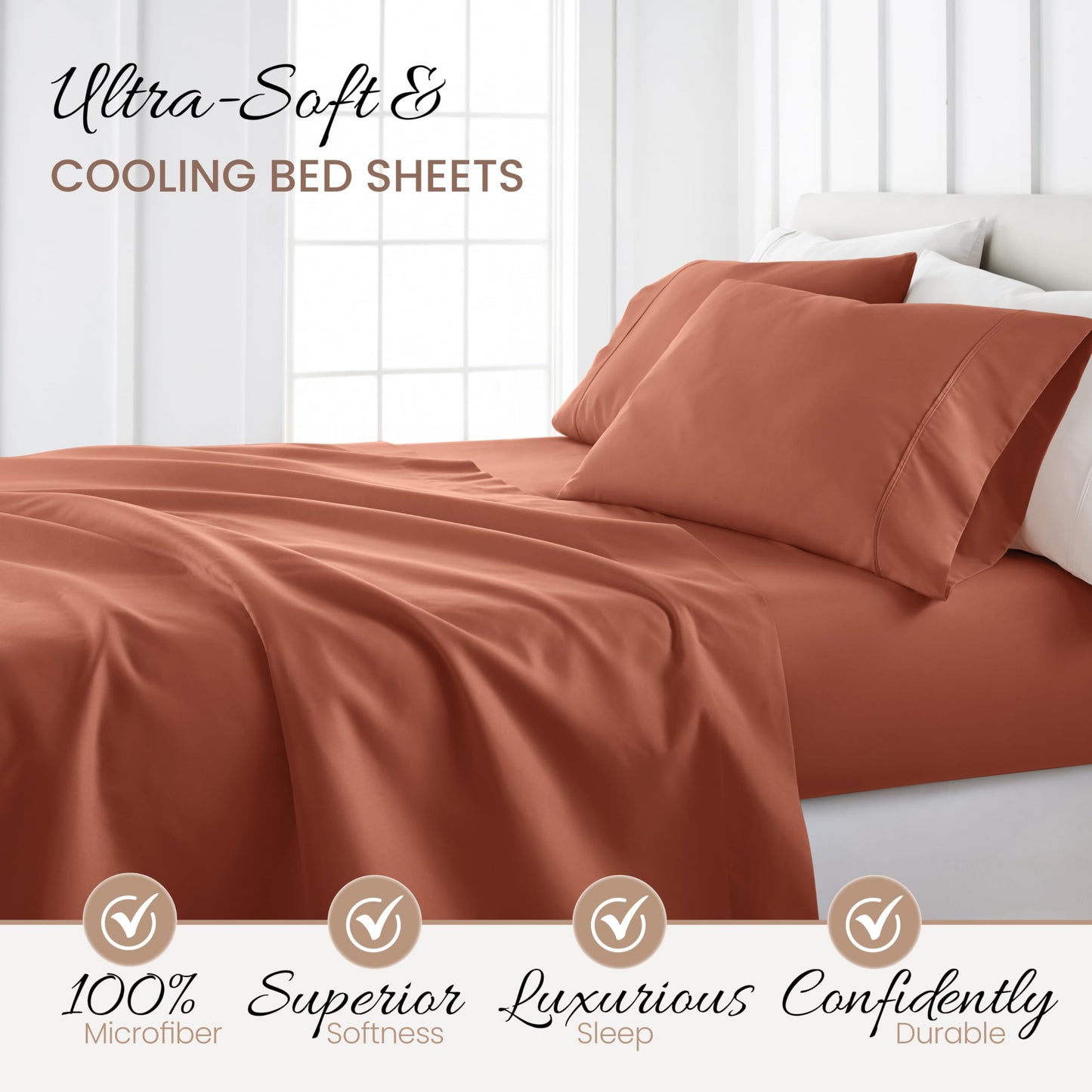 Linen Market Bed Sheets for King Size Bed (Clay) - Sleep Better Than Ever with These Soft and Cooling King Sheets - Deep Pocket Fits 16" Thick Beds - 4 Piece King Sheet Set