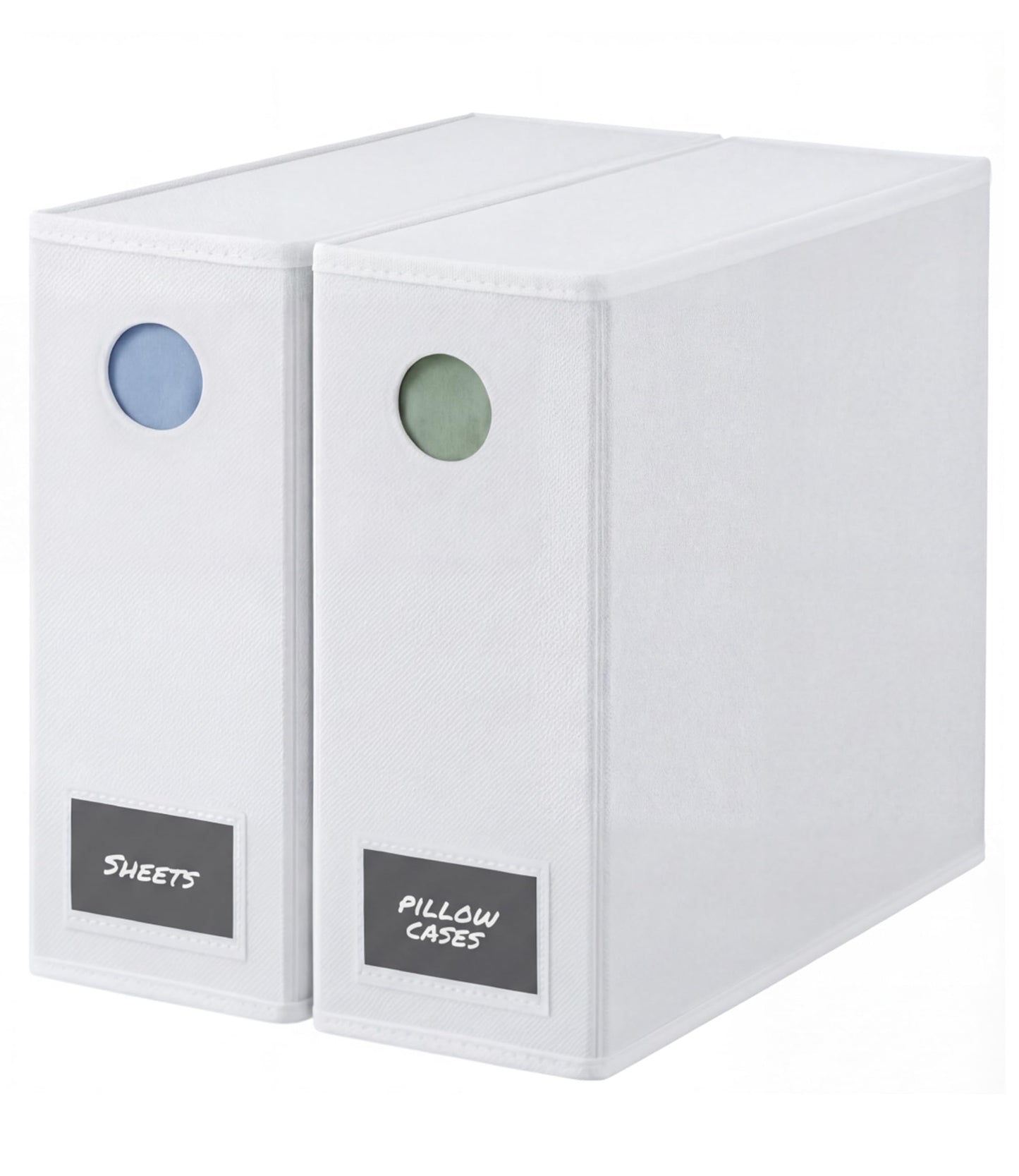 2 Pack Sheet Organizers - Foldable Storage Sheets Set Organizer for Linen Closet - King & Queen Size - Folder Keeper with Window XL - Blanket, Duvet & Pillowcases Dustproof Bedding Container - White