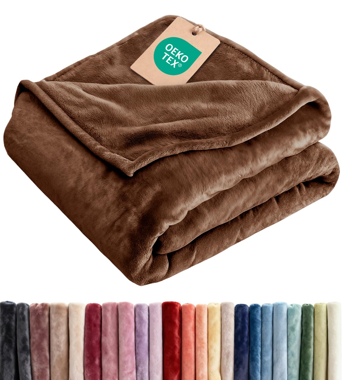 Ultra Soft Fleece Blanket Throw Size - Flannel Fleece Luxury Throw Blanket - Lightweight for Couch Bed Chair - Thick, Warm and Breathable - All Season Cozy Fuzzy, Anti-Static Microplush Bedding, Brown