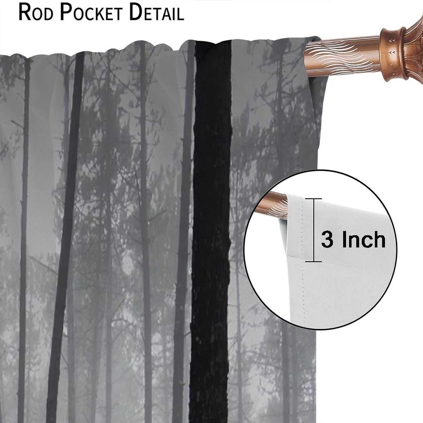 JESTRONRY Forest Window Curtain,Red Fantasy Misty Forest Trees Jungle Bushes Blackout Rod Pocket Window Drapes 2 Panel Set for Living Room Bedroom Kitchen Bathroom Decor W42xL45in