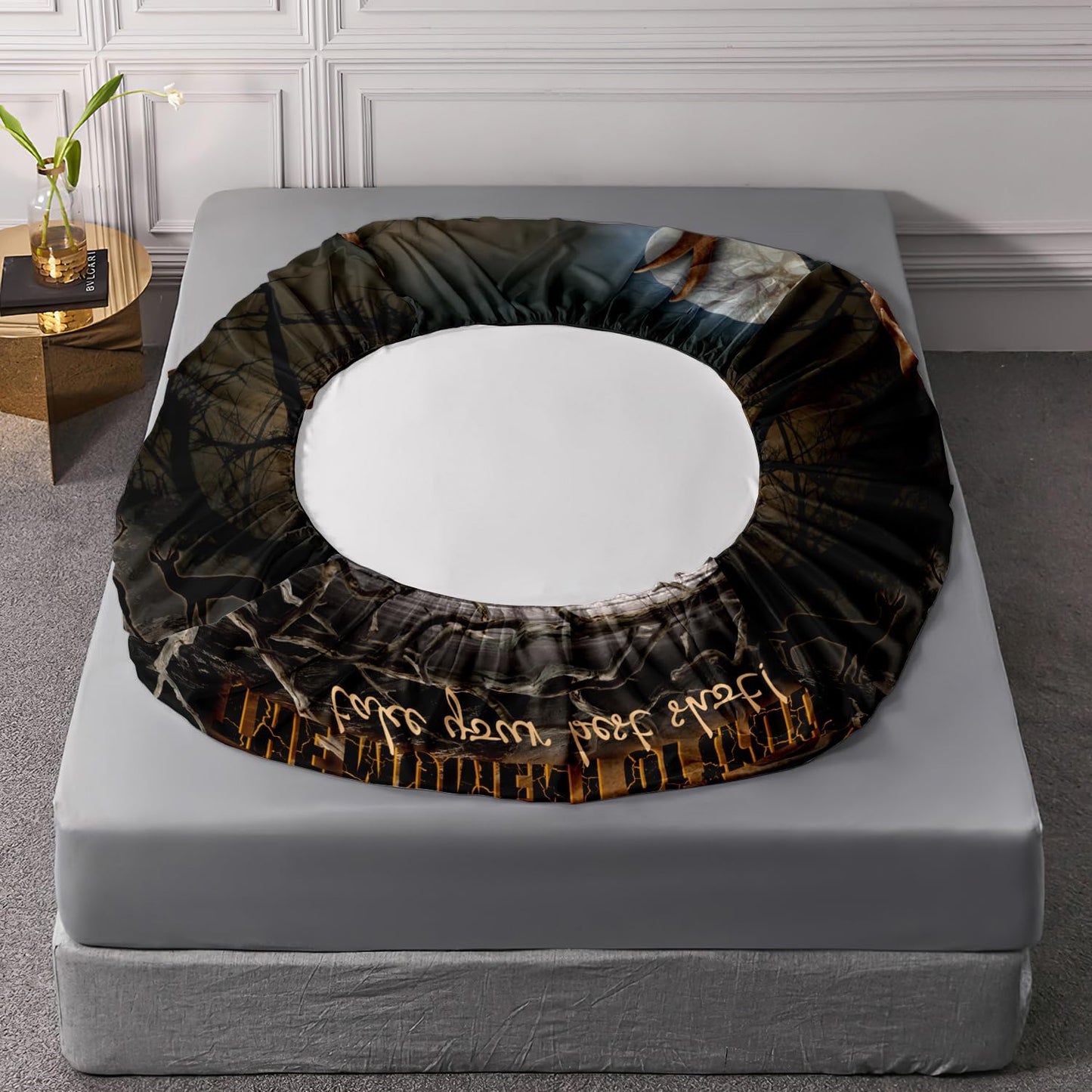 HOSIMA Deer Fitted Sheet Forest Hunting Bedding Sets for Teen Boys Mens Bedroom Essentials,Wildlife Animal Deer Bedding Set Western Twin Bed in a Bag Set for Adults with 2 Pillowcases.