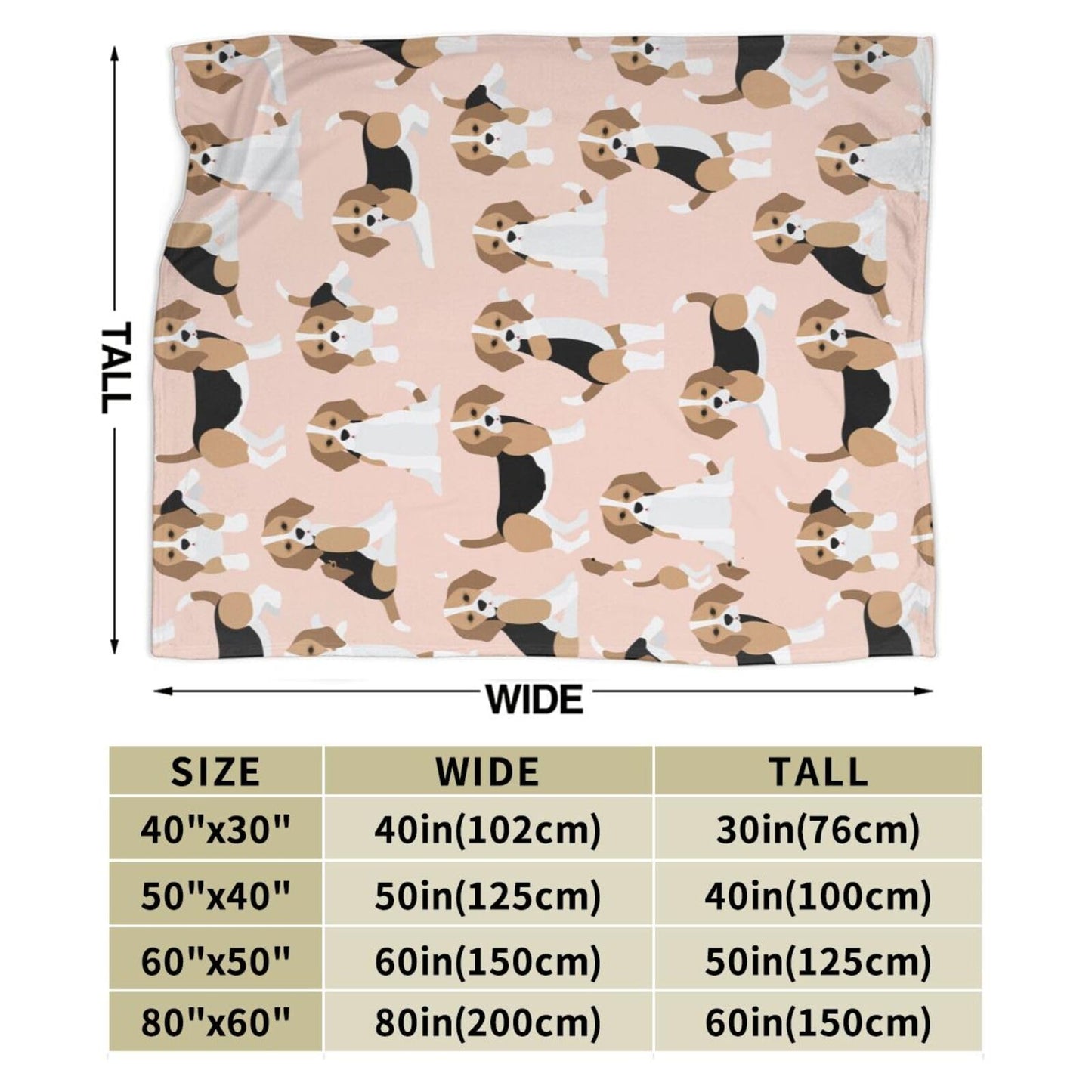 Cute Beagle Dog Blanket Soft Lightweight Throw Blankets Cozy Flannel Bed Throws for Sofa Couch Travel Home Room Bedroom Decor Gifts for Boys Girls Kids Adults 60"x50"