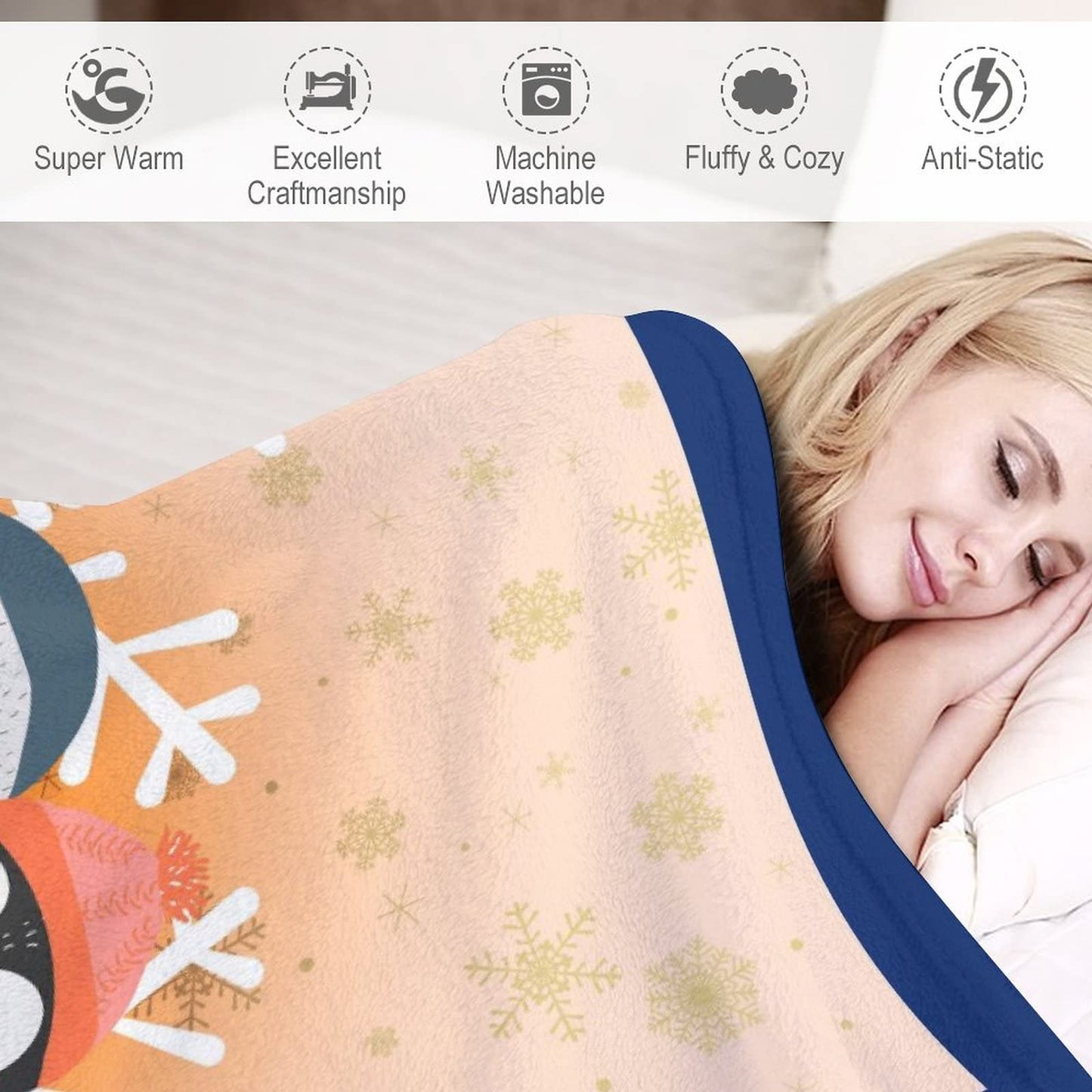 Penguin Blanket Gifts - 60"x80" Cute Throw Blanket for Adults, Kids - Colorful Soft Plush Blankets for Bed, Couch & Living Room
