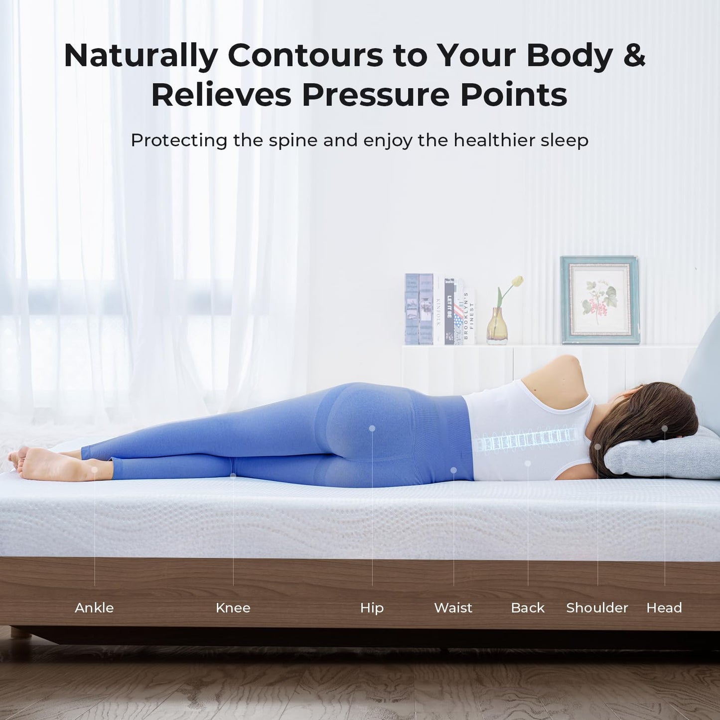 HOMRELEXA Cooling Mattress Topper Queen Size 4 Inch, Cooling Gel & Bamboo Charcoal Memory Foam Mattress Topper for Back Pain Relief, Firm Dual-Layer Foam Bed Pad with Removable Cover