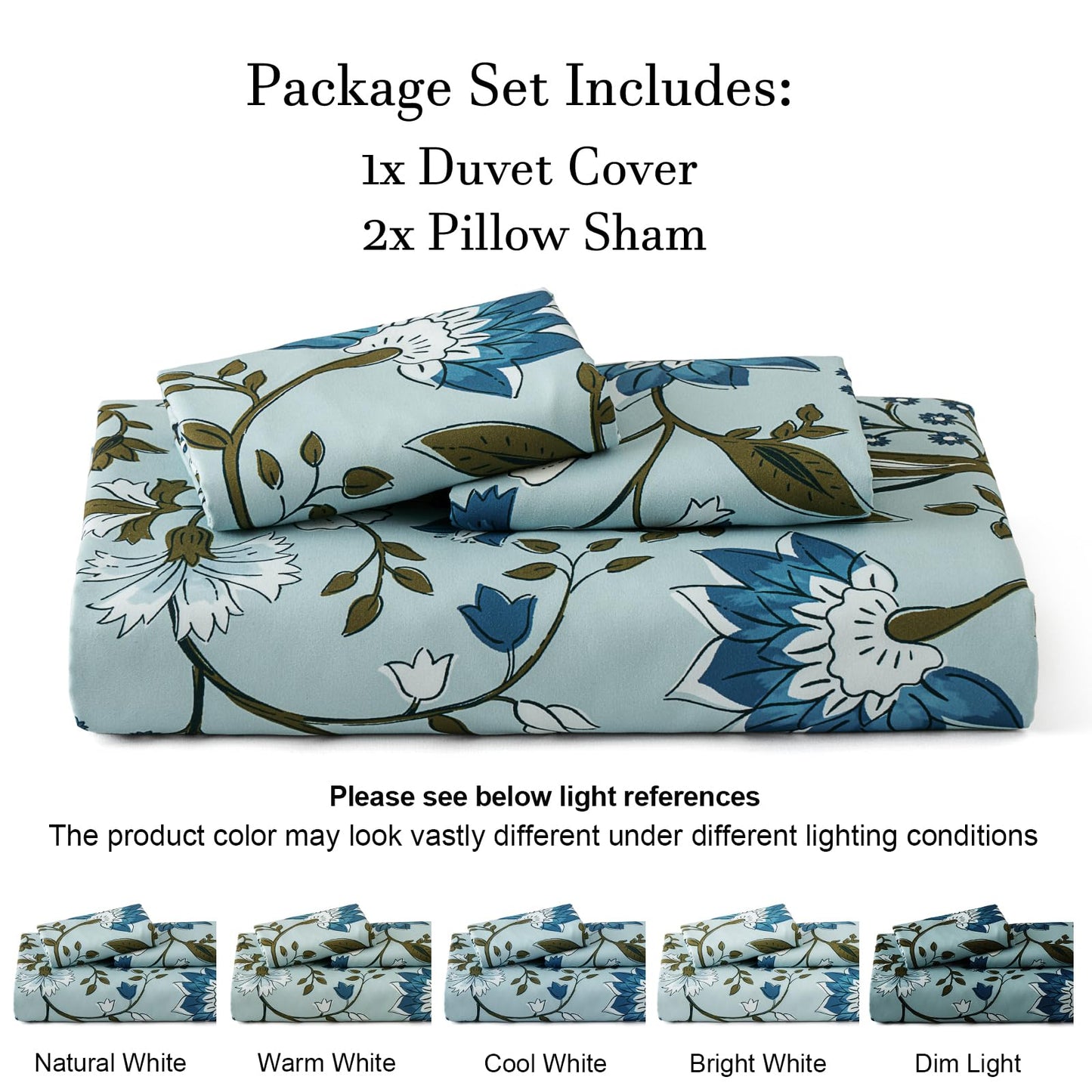PHF Ultra Soft Floral Duvet Cover Queen Size, Printed Bedding Set 3 Pieces, Comfy Farmhouse Pattern Duvet Cover Set with 2 Pillow Shams, Zipper Closure and 8 Ties, 90"x90", Flower-Dusty
