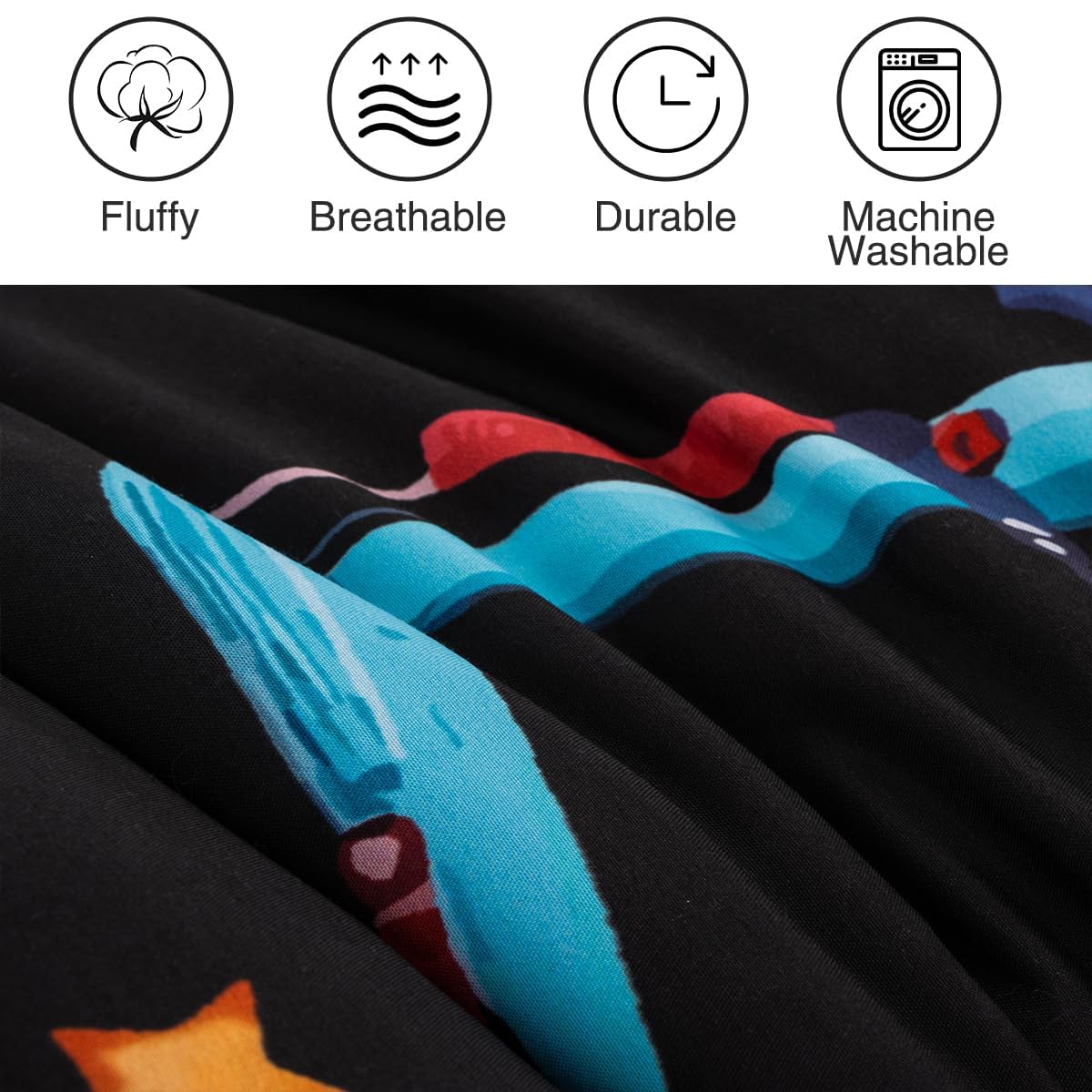 Holawakaka Trucks Tractors Cars Boy Bedding Comforter Set with Sheets, Twin Size Cartoon Construction Car Excavator Print Kids Bed in A Bag 5-Piece, Boys Reversible Dorm Bed Sets (Black Twin)