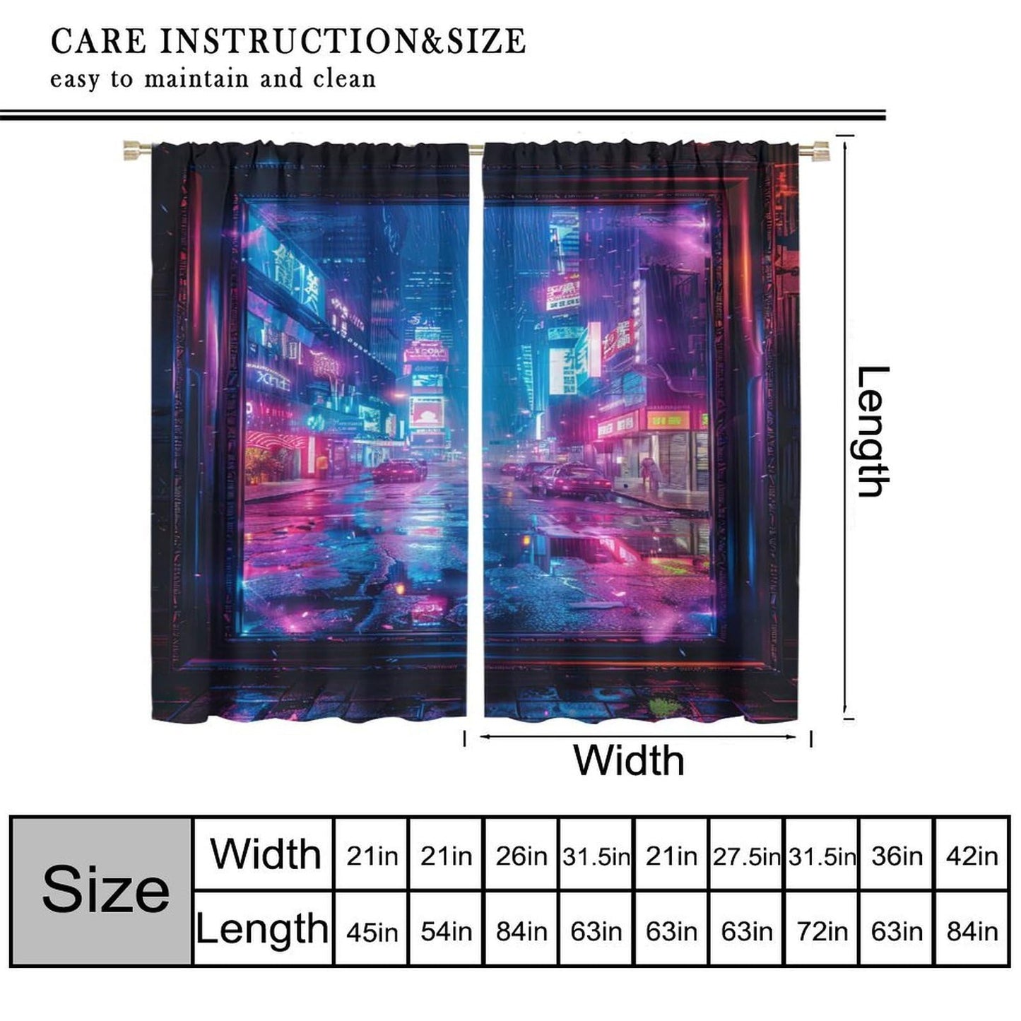 VUMIVI Cyberpunk Game Curtains Blue Futuristic Cityscape Skyscrapers Streets Car Wooden Frames Rod Pocket Window Treatments for Kids Boys Girls Gaming Bedroom Sci-Fi Tech Expo 42" W X 44.5" L
